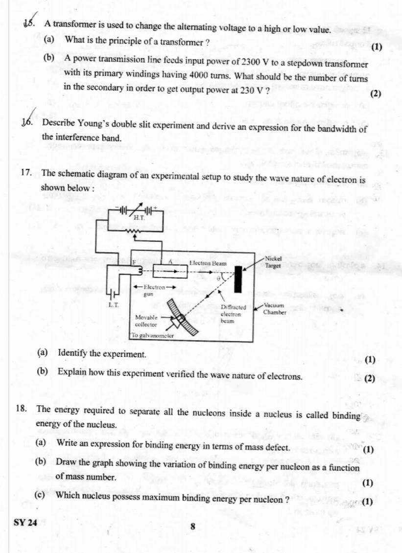 Kerala Plus Two 2019 Physics Question Paper - Page 8