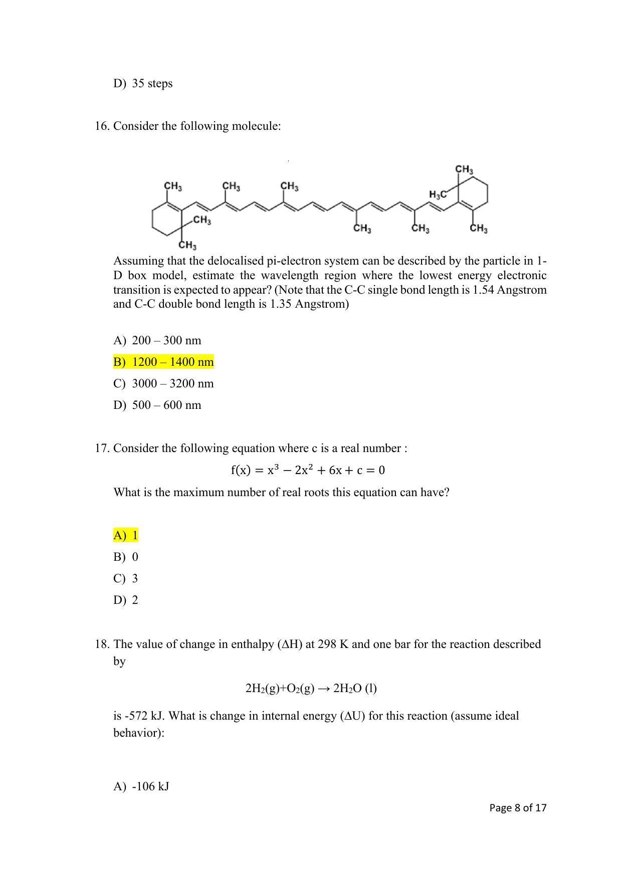 TIFR GS 2023 Chemistry Question Paper - Page 8