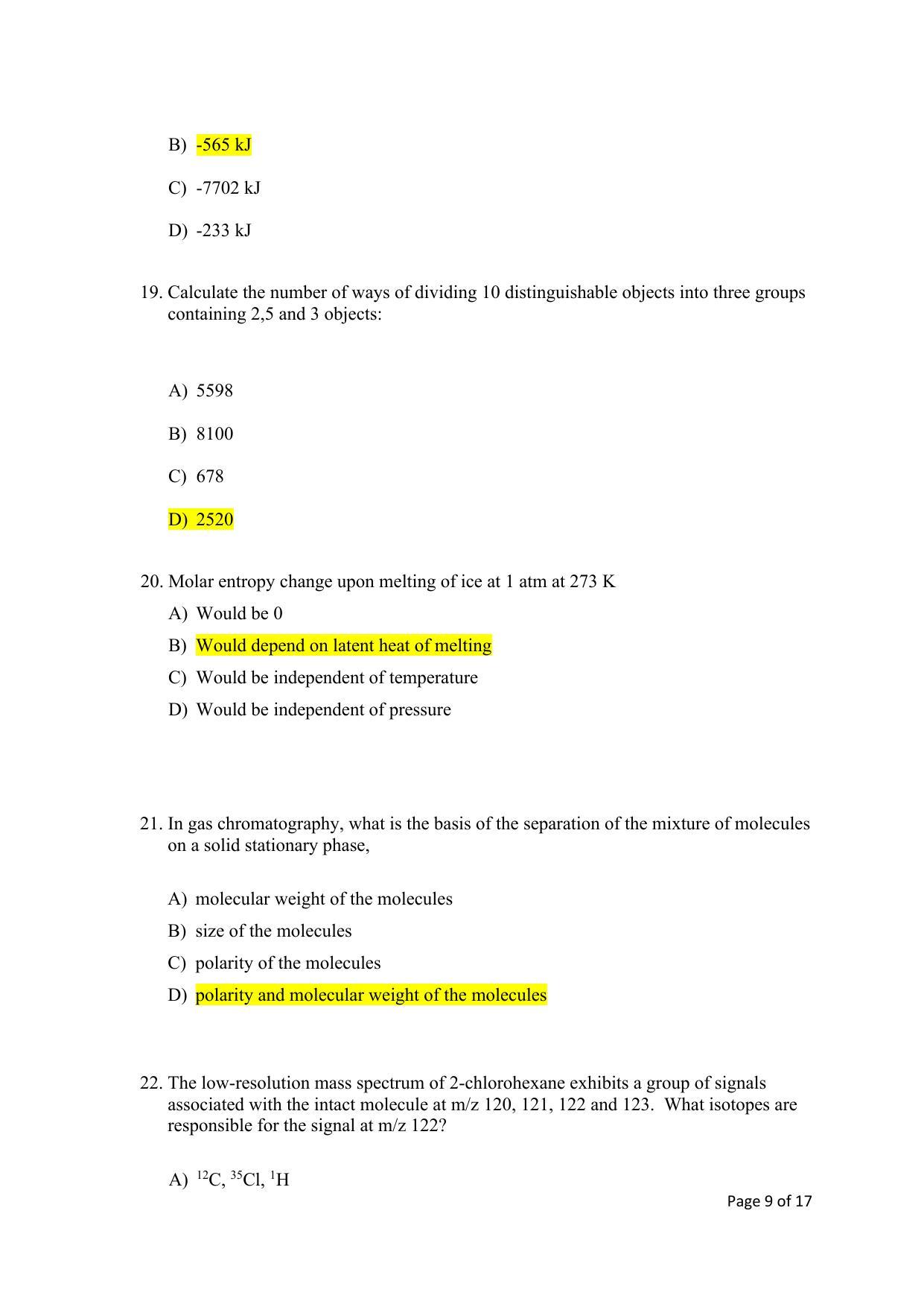TIFR GS 2023 Chemistry Question Paper - Page 9