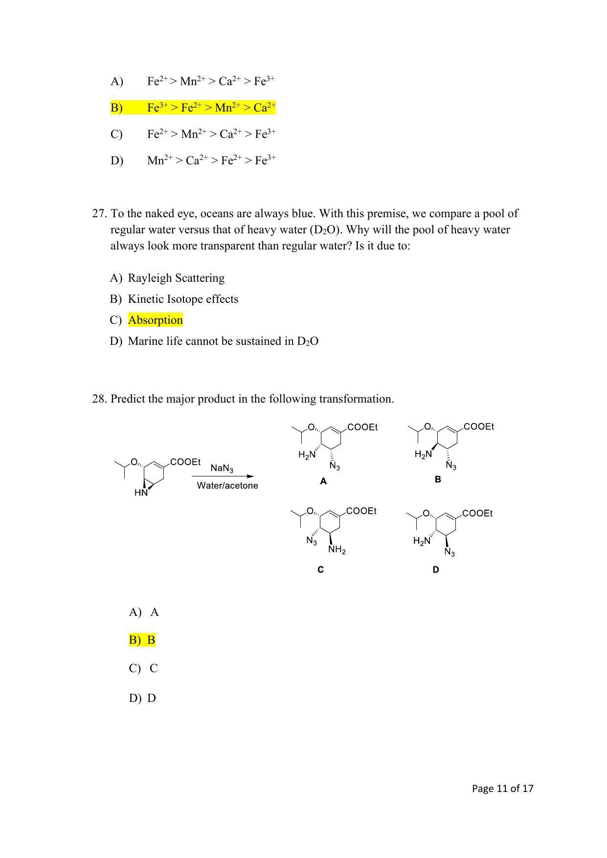 TIFR GS 2023 Chemistry Question Paper - Page 11