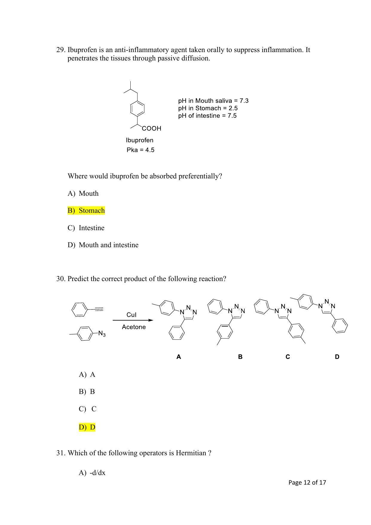 TIFR GS 2023 Chemistry Question Paper - Page 12