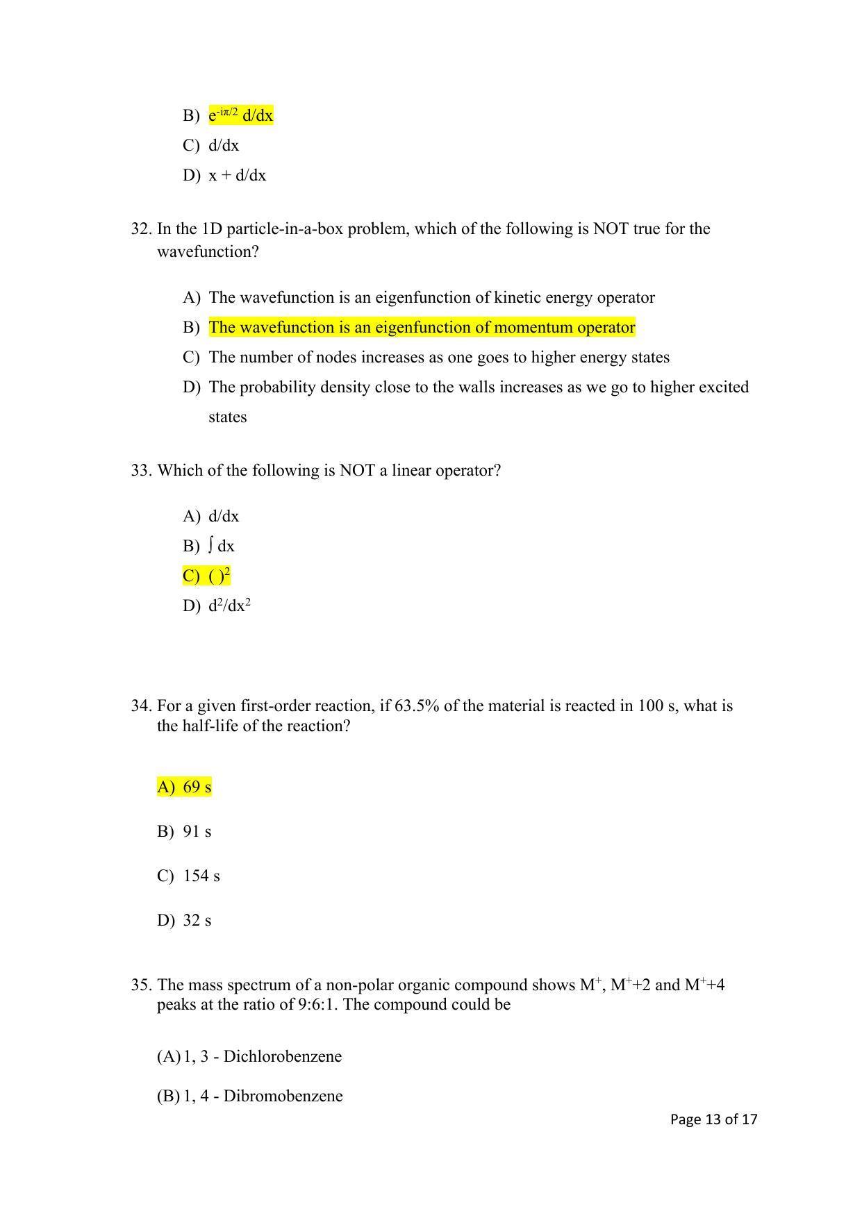 TIFR GS 2023 Chemistry Question Paper - Page 13