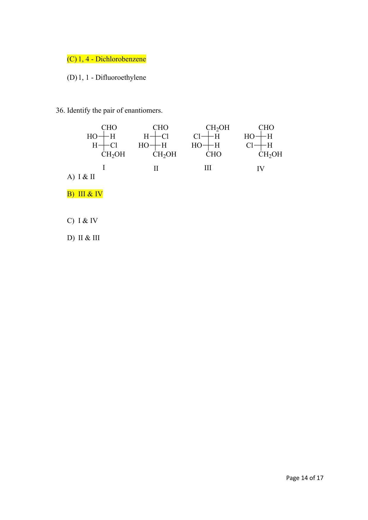 TIFR GS 2023 Chemistry Question Paper - Page 14