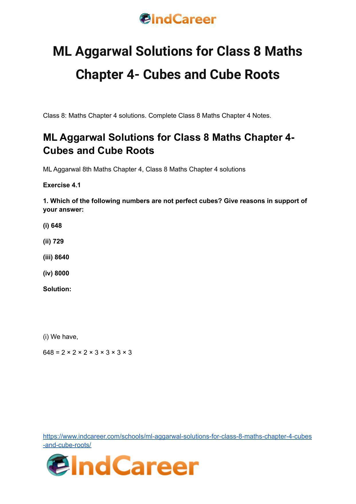 ML Aggarwal Solutions for Class 8 Maths Chapter 4- Cubes and Cube Roots - Page 2