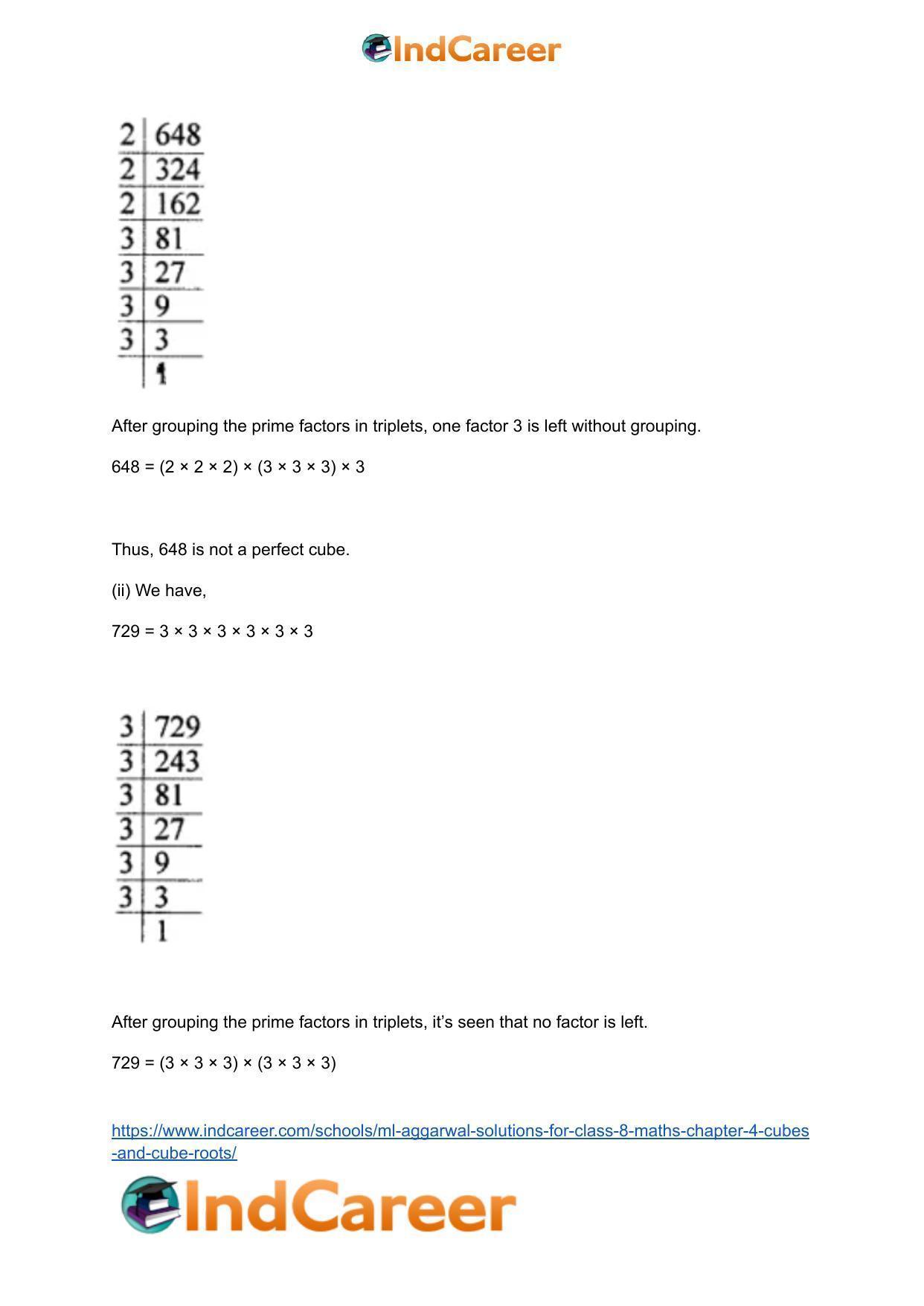 ML Aggarwal Solutions for Class 8 Maths Chapter 4- Cubes and Cube Roots - Page 3