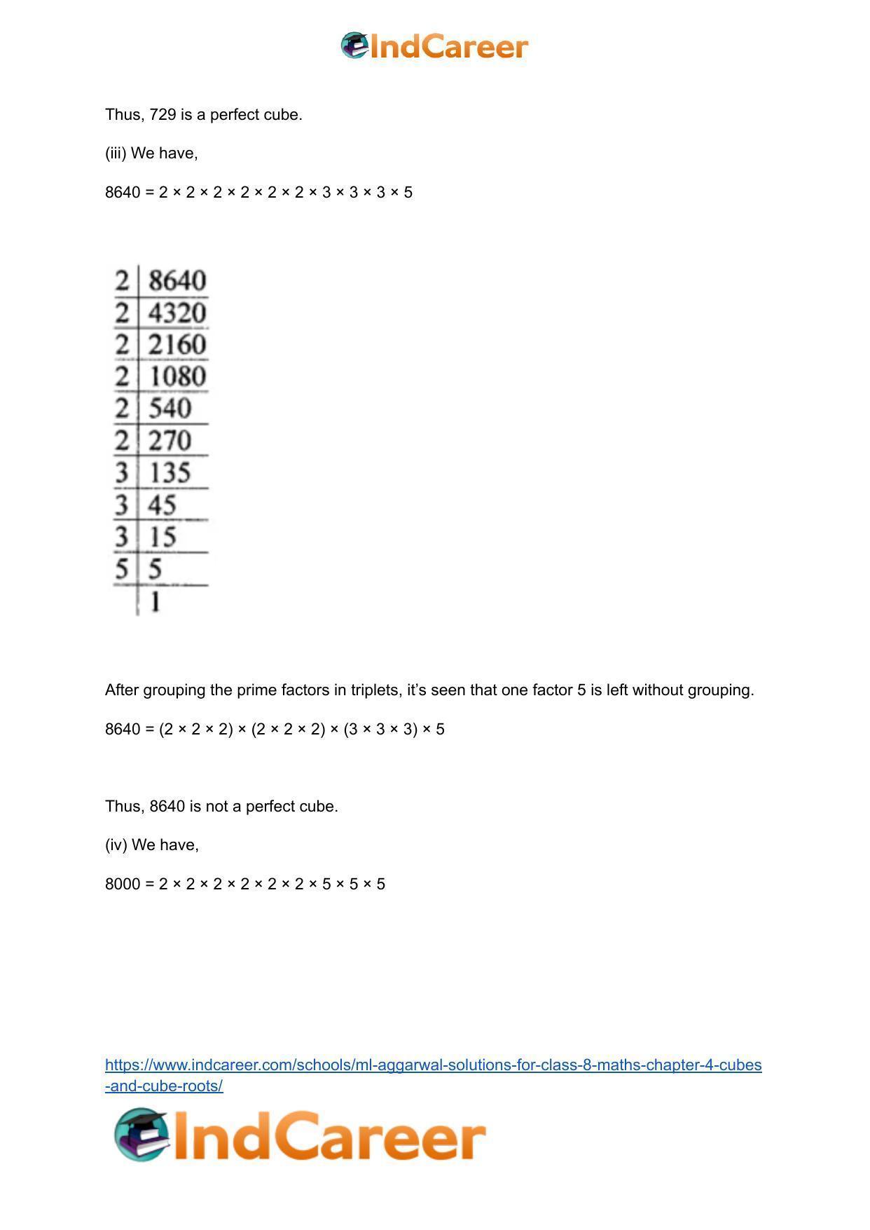 ML Aggarwal Solutions for Class 8 Maths Chapter 4- Cubes and Cube Roots - Page 4