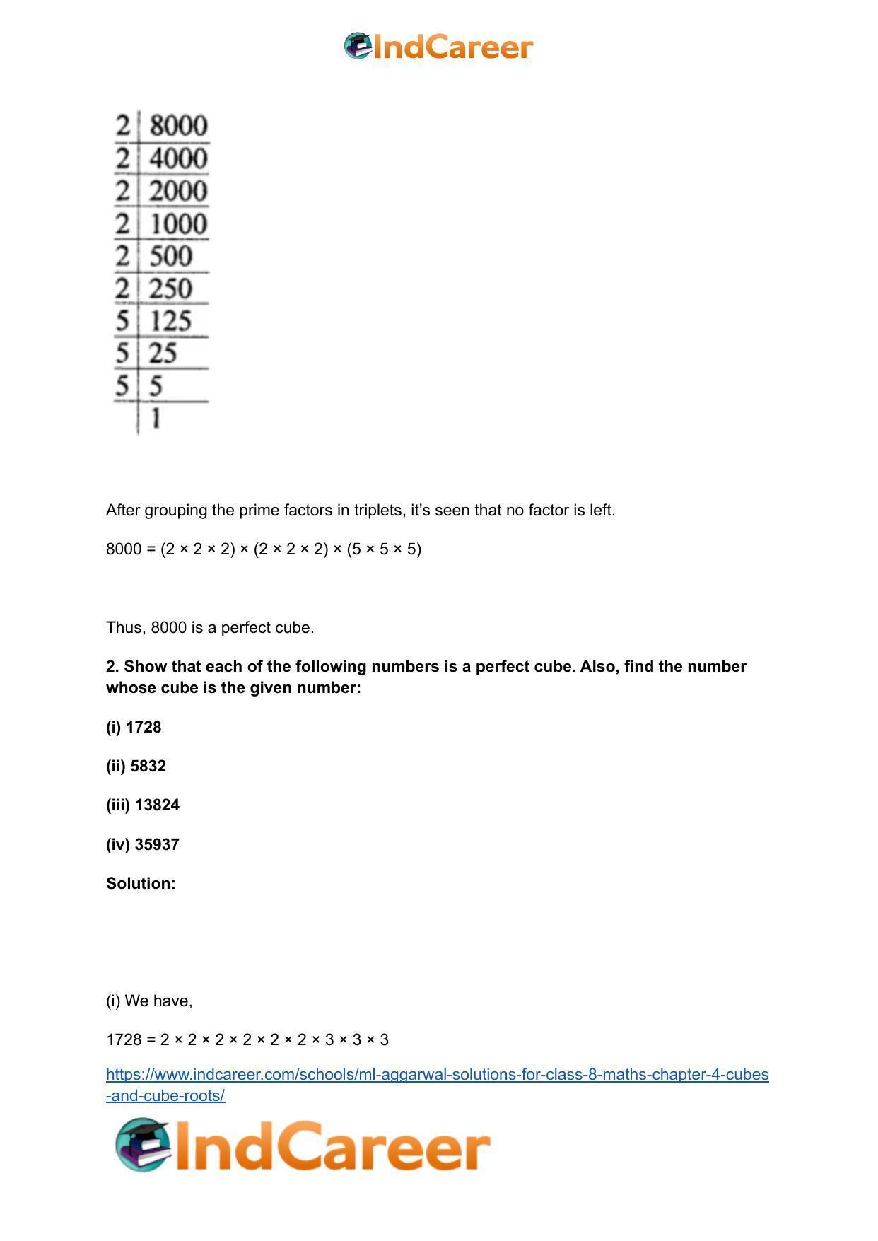 ML Aggarwal Solutions for Class 8 Maths Chapter 4- Cubes and Cube Roots - Page 5