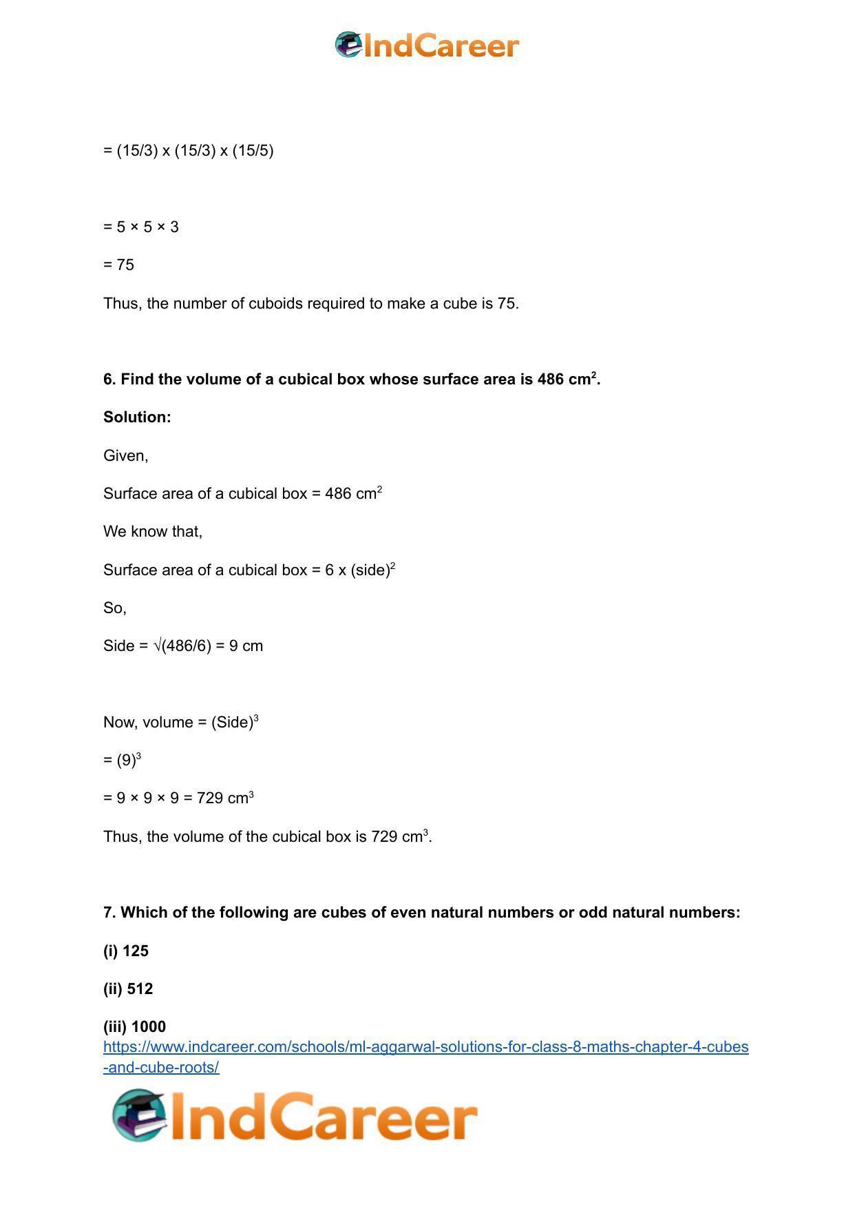 ML Aggarwal Solutions for Class 8 Maths Chapter 4- Cubes and Cube Roots - Page 17