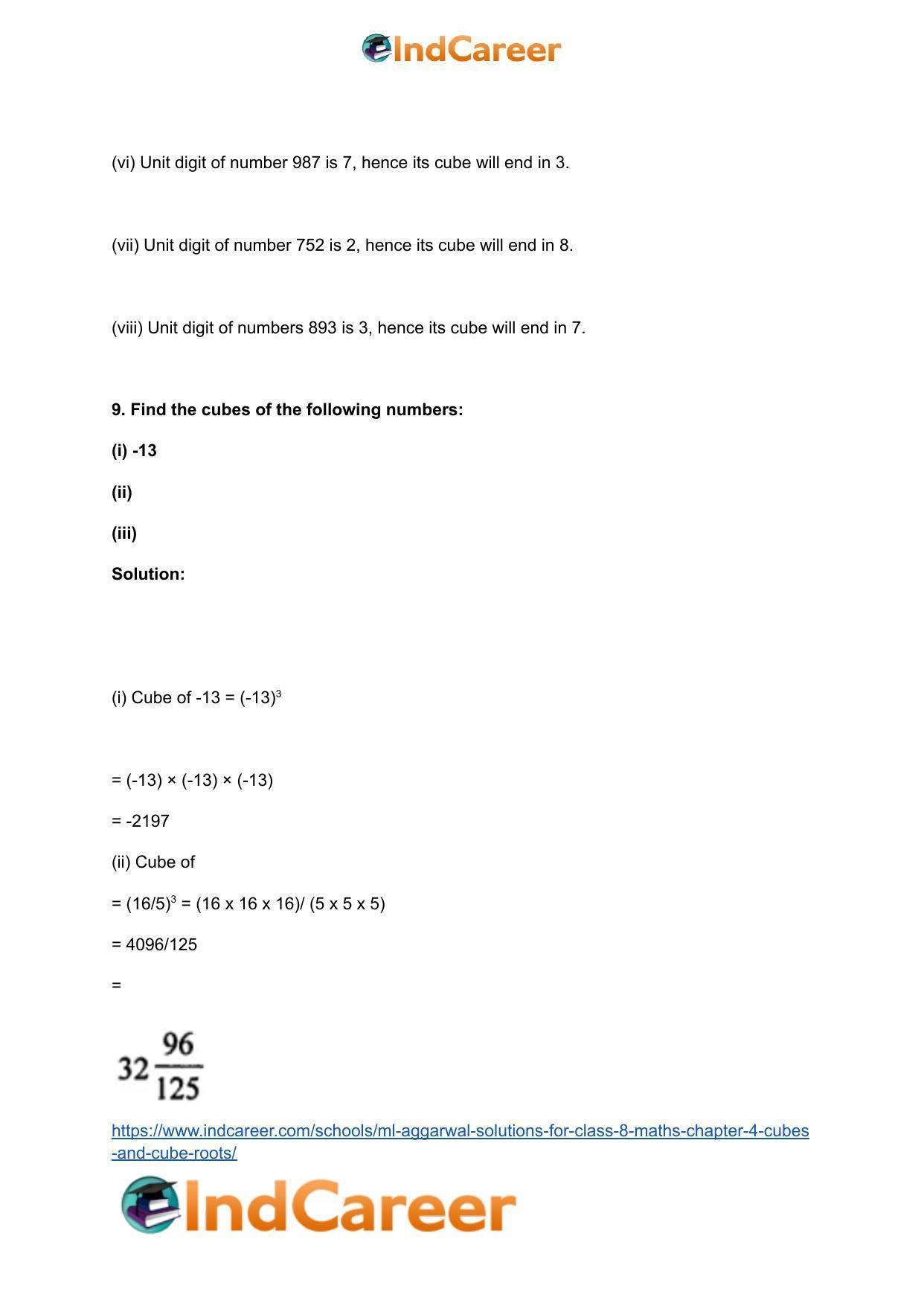 ML Aggarwal Solutions for Class 8 Maths Chapter 4- Cubes and Cube Roots - Page 20