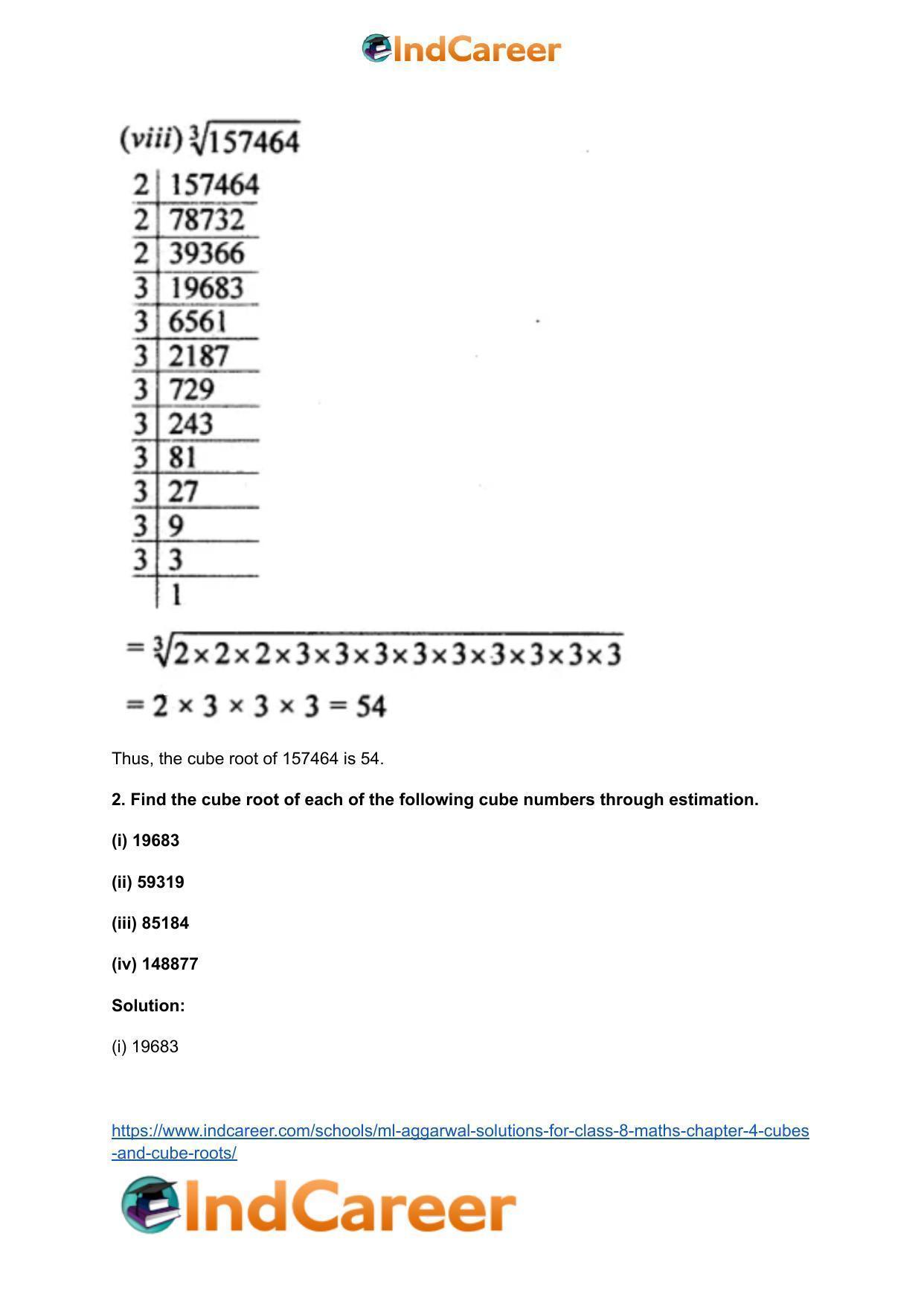 ML Aggarwal Solutions for Class 8 Maths Chapter 4- Cubes and Cube Roots - Page 27
