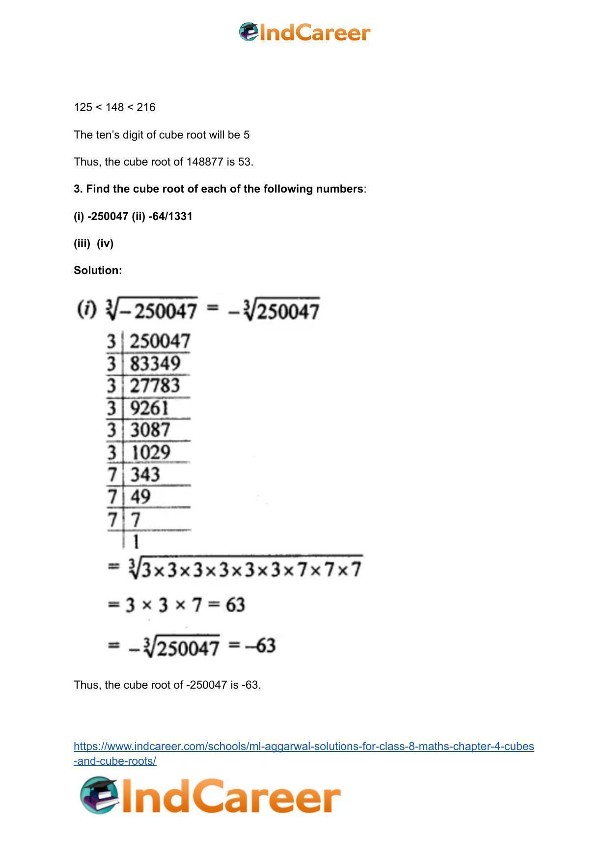 ML Aggarwal Solutions for Class 8 Maths Chapter 4- Cubes and Cube Roots - Page 30