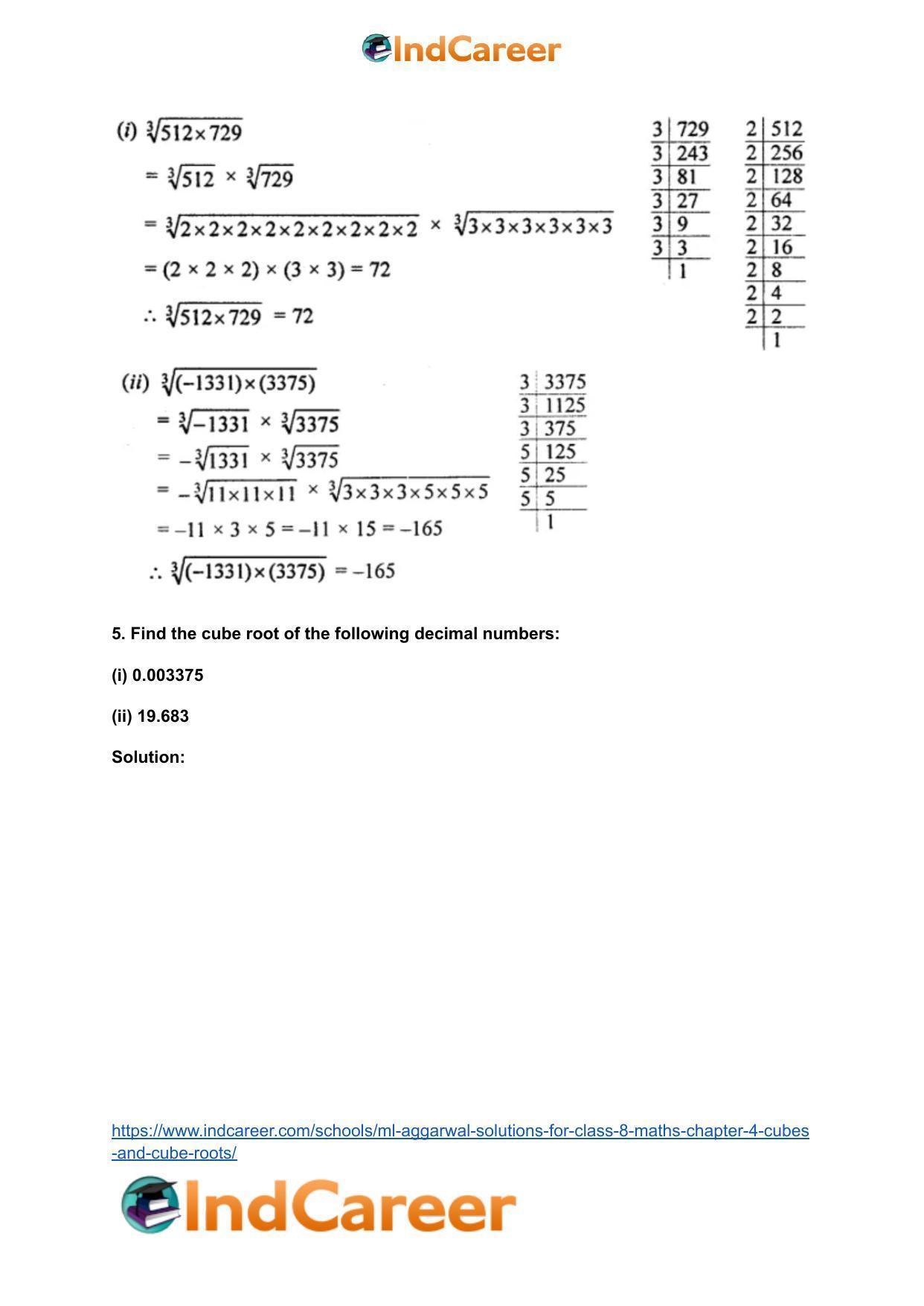 ML Aggarwal Solutions for Class 8 Maths Chapter 4- Cubes and Cube Roots - Page 33