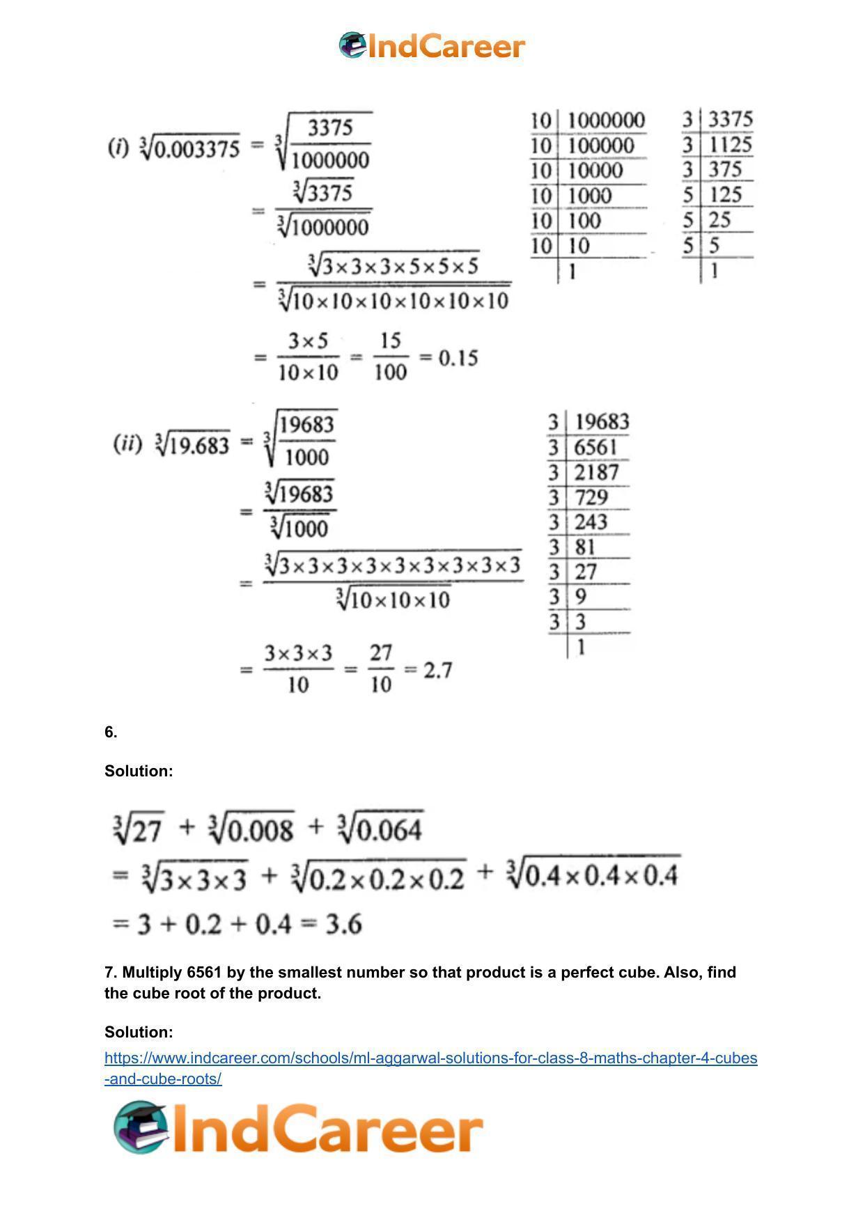 ML Aggarwal Solutions for Class 8 Maths Chapter 4- Cubes and Cube Roots - Page 34