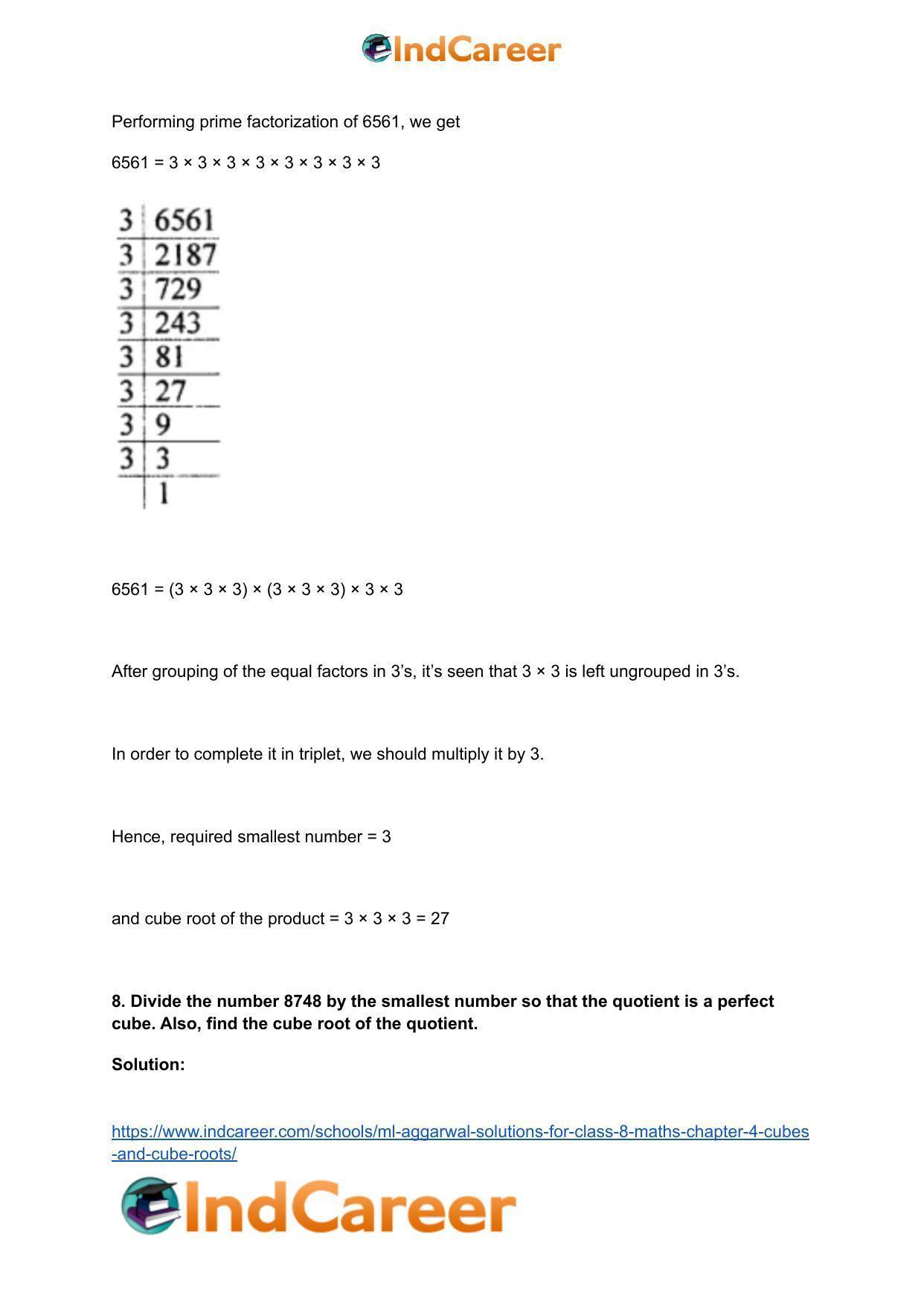 ML Aggarwal Solutions for Class 8 Maths Chapter 4- Cubes and Cube Roots - Page 35