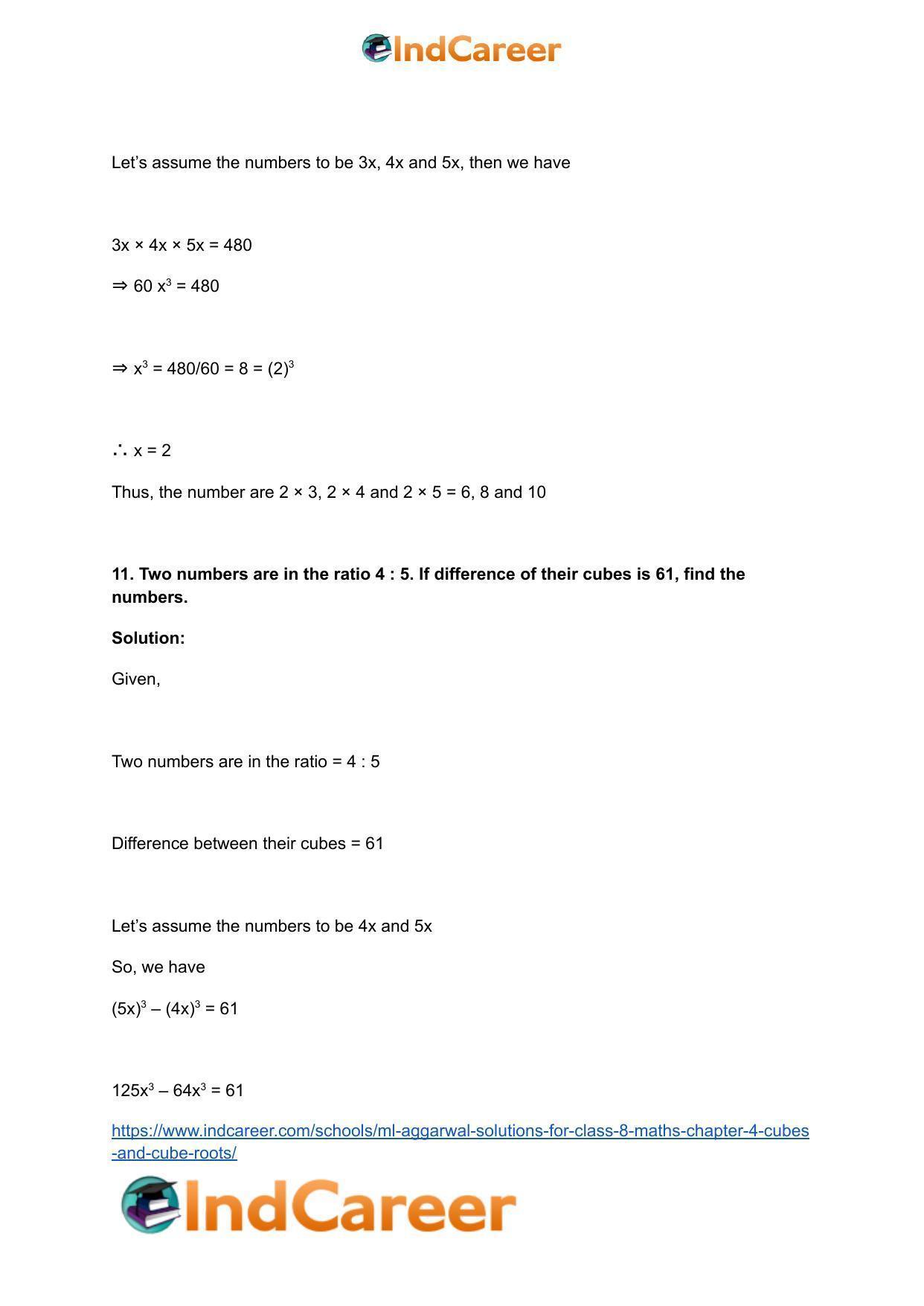 ML Aggarwal Solutions for Class 8 Maths Chapter 4- Cubes and Cube Roots - Page 38