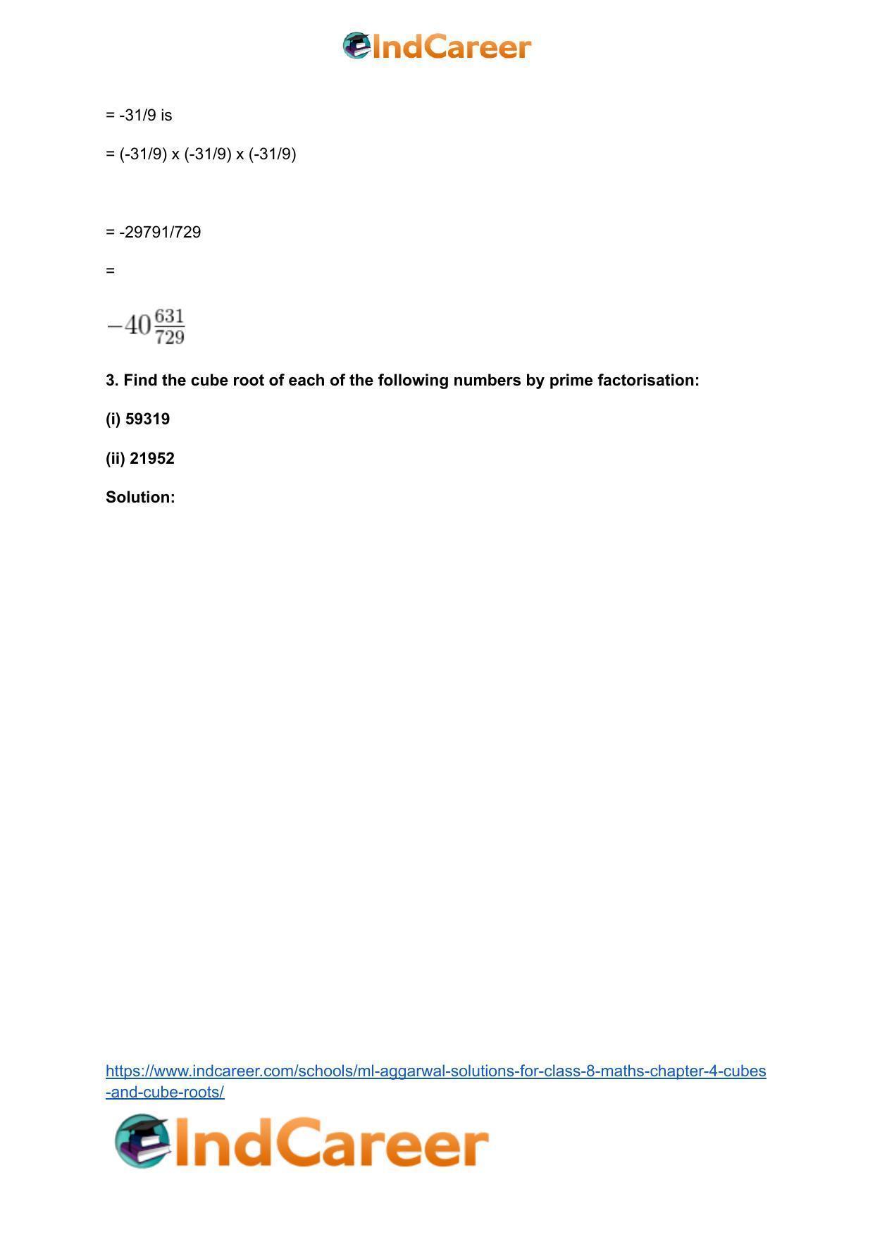 ML Aggarwal Solutions for Class 8 Maths Chapter 4- Cubes and Cube Roots - Page 42