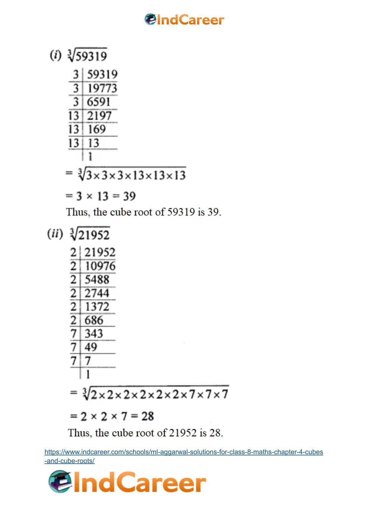 ML Aggarwal Solutions for Class 8 Maths Chapter 4- Cubes and Cube Roots - Page 43