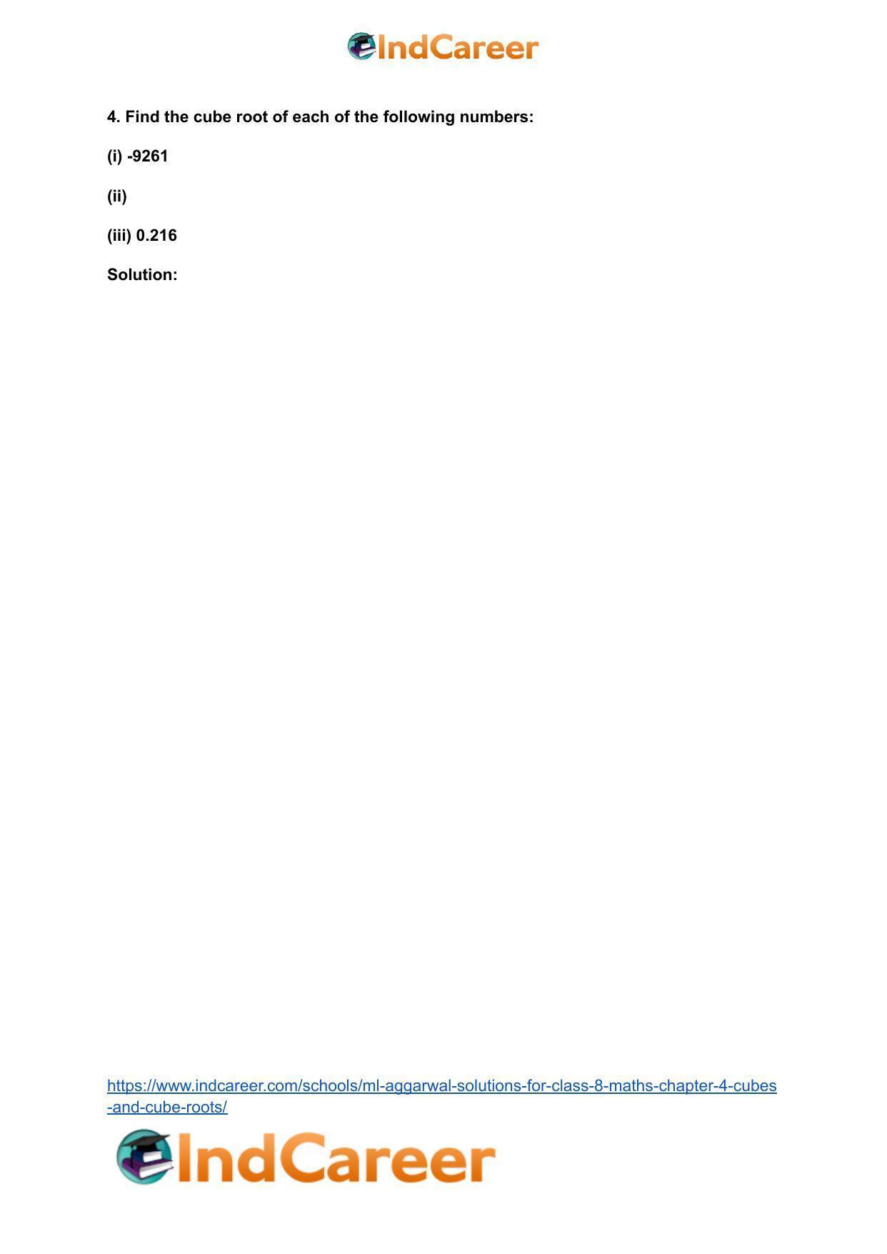 ML Aggarwal Solutions for Class 8 Maths Chapter 4- Cubes and Cube Roots - Page 44