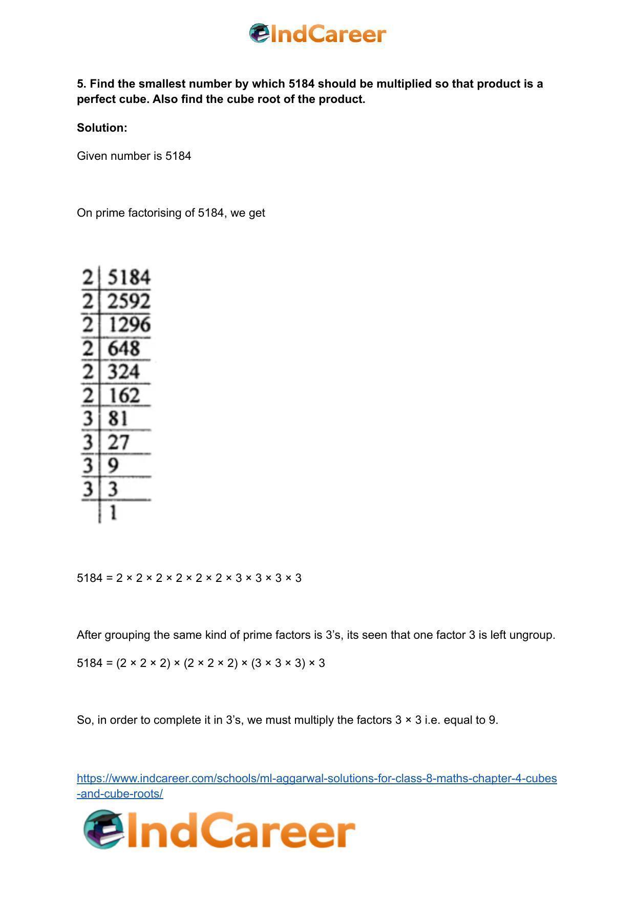 ML Aggarwal Solutions for Class 8 Maths Chapter 4- Cubes and Cube Roots - Page 47