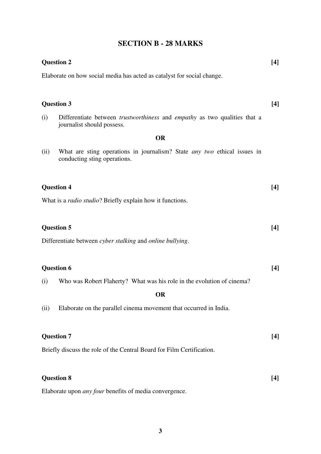 ISC Class 12 Mass Media and Communication Sample Paper 2023 - Page 3