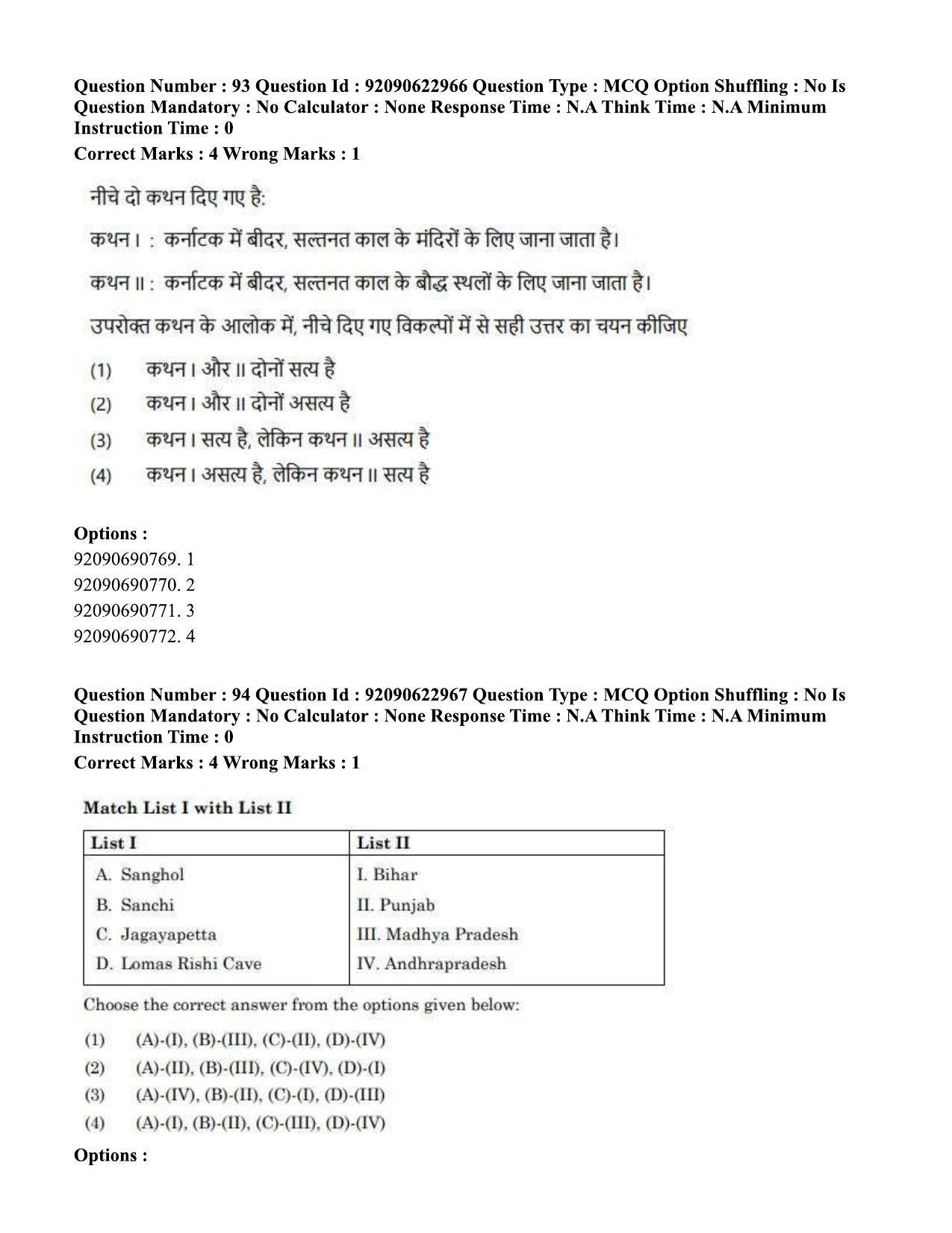 CUET PG 2023: HUQP10 – History of Art Hin - Shift 2 (24-06-2023) Question Paper - Page 86