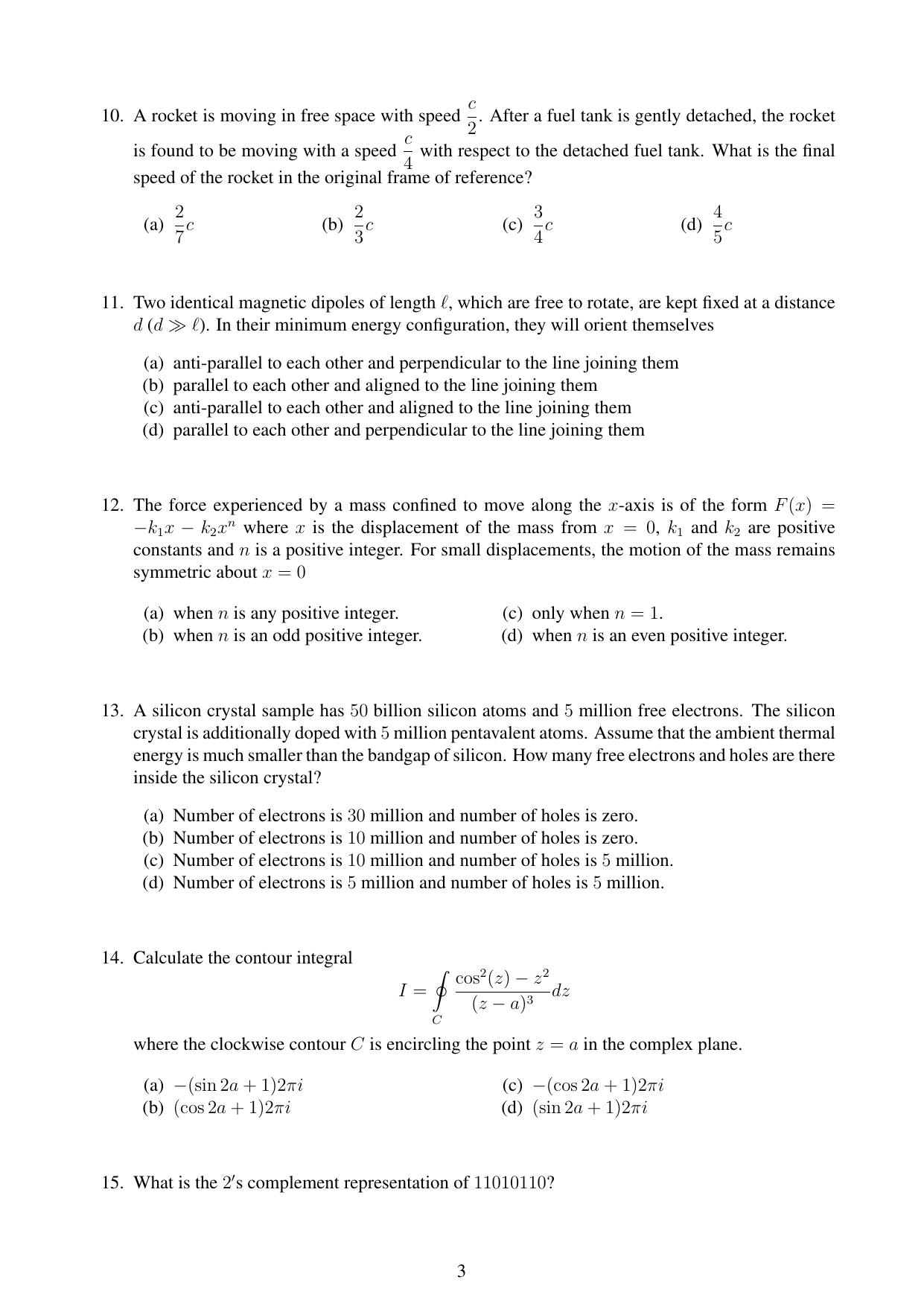 JEST 2023 Physics Question Paper with  Answer key - Page 3