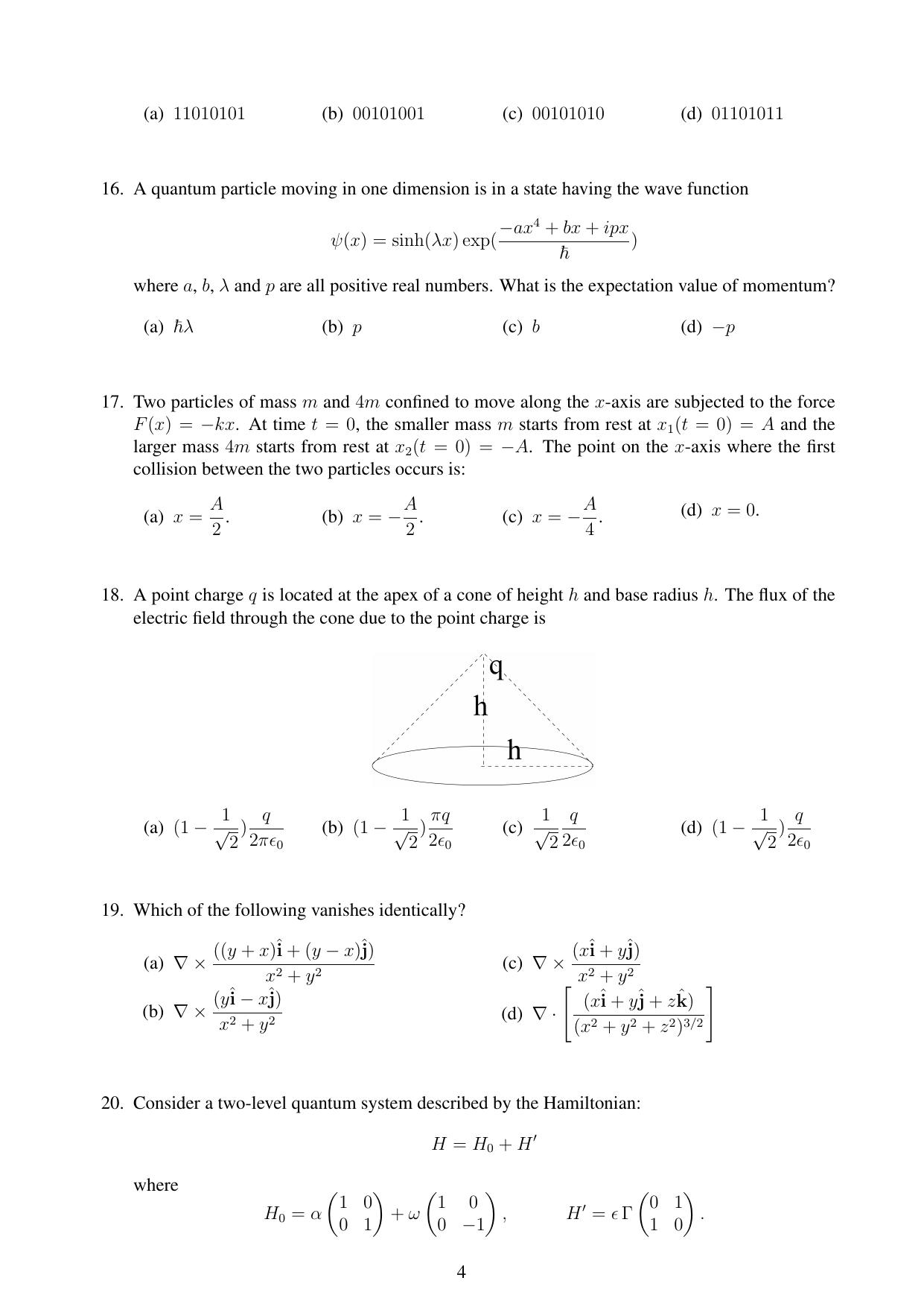 JEST 2023 Physics Question Paper with  Answer key - Page 4