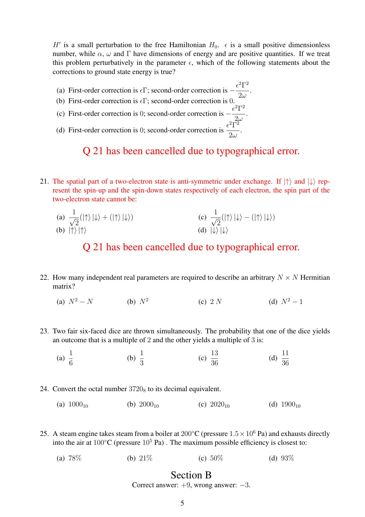 JEST 2023 Physics Question Paper with  Answer key - Page 5