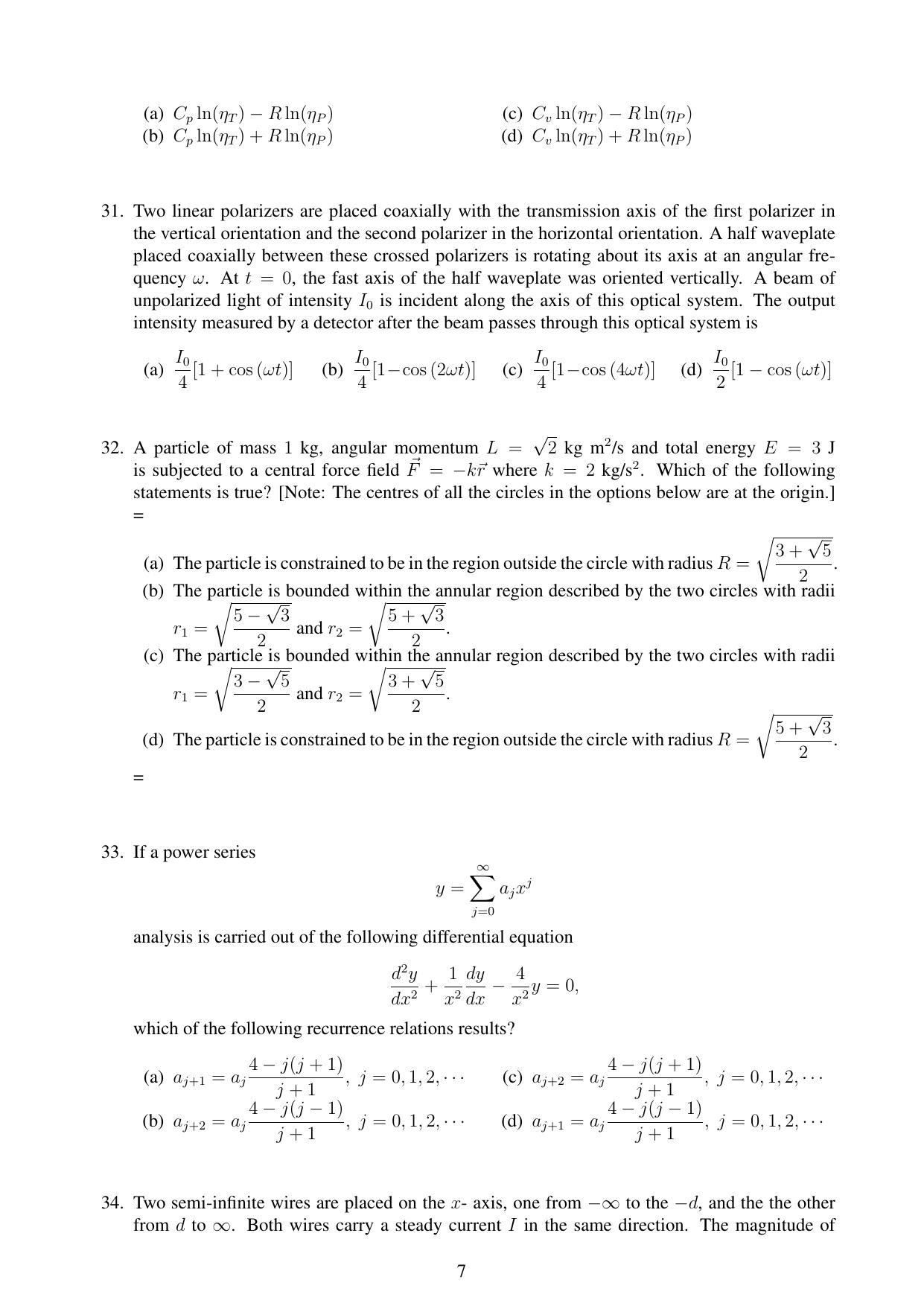 JEST 2023 Physics Question Paper with  Answer key - Page 7