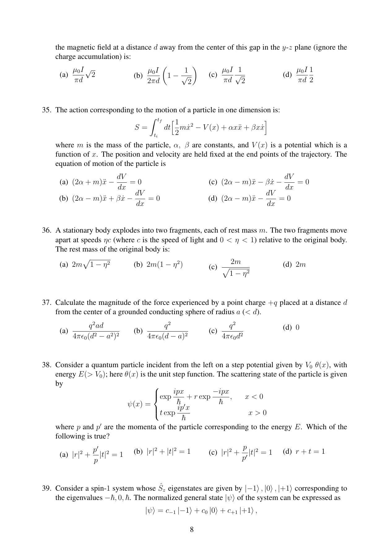 JEST 2023 Physics Question Paper with  Answer key - Page 8