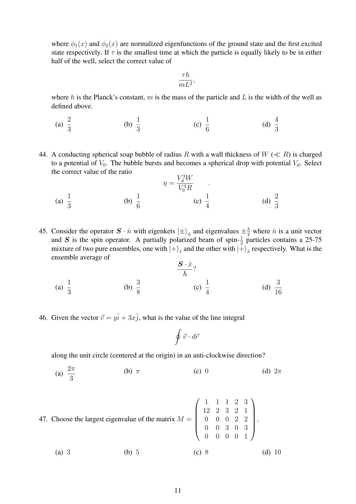 JEST 2023 Physics Question Paper with  Answer key - Page 11