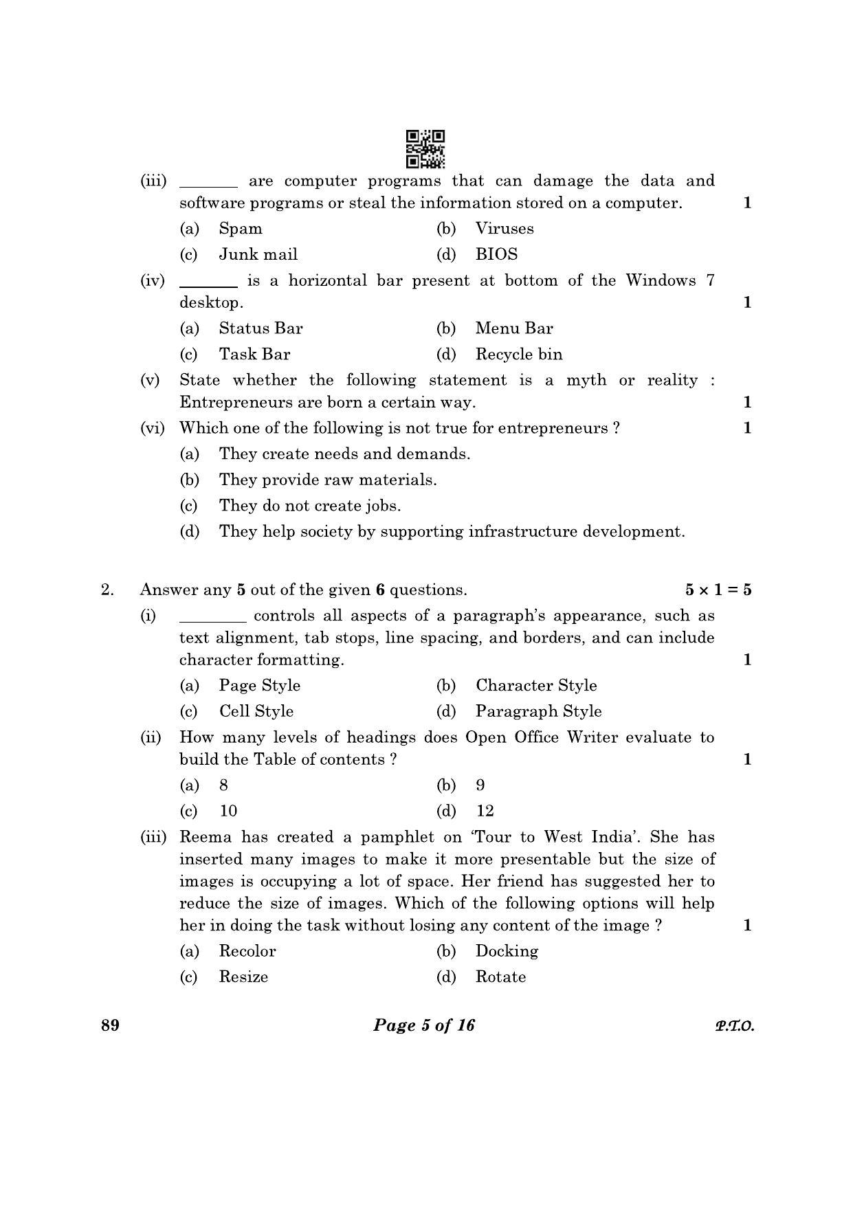 CBSE Class 10 89 Information Technology 2023 Question Paper - Page 5