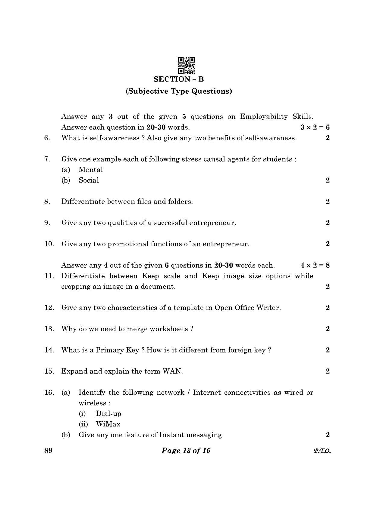 CBSE Class 10 89 Information Technology 2023 Question Paper - Page 13