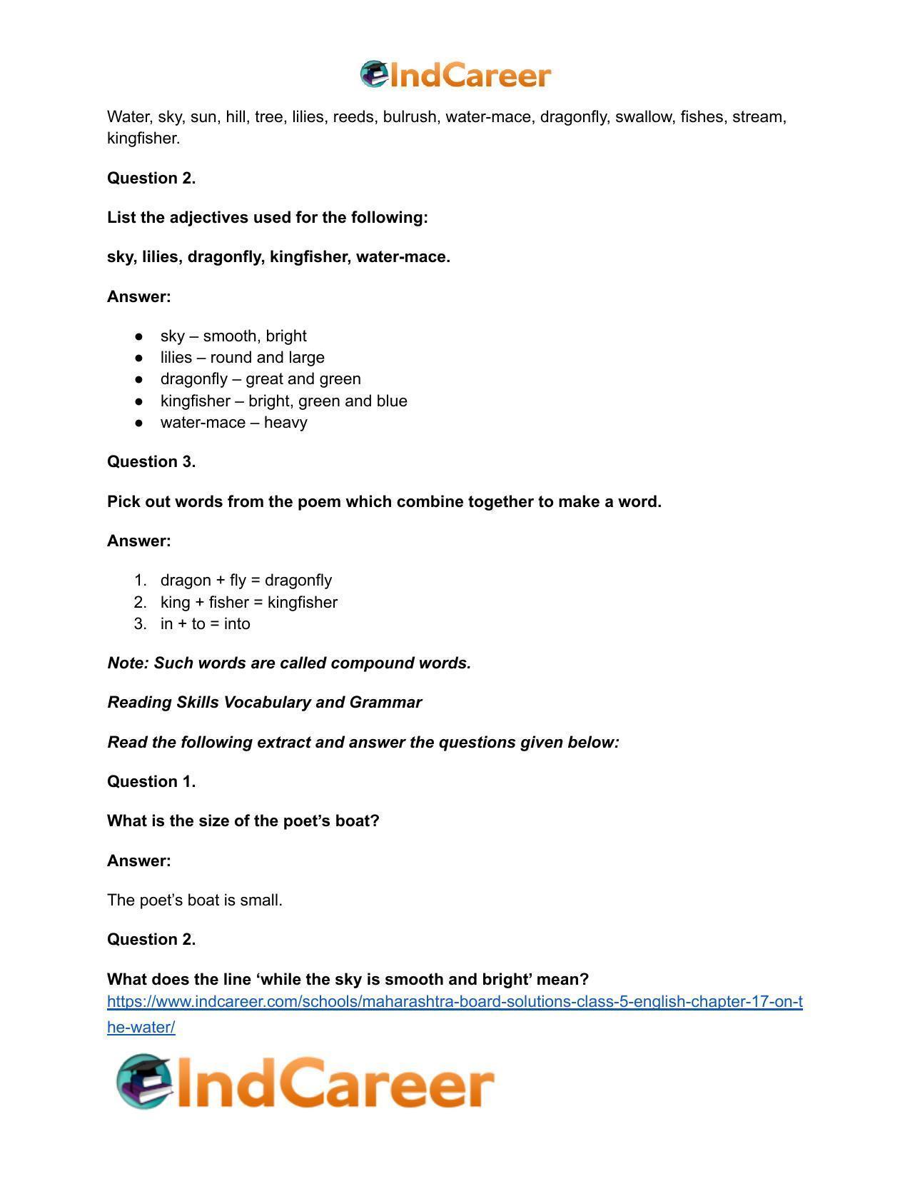 Maharashtra Board Solutions Class 5-English: Chapter 17- On the Water - Page 7