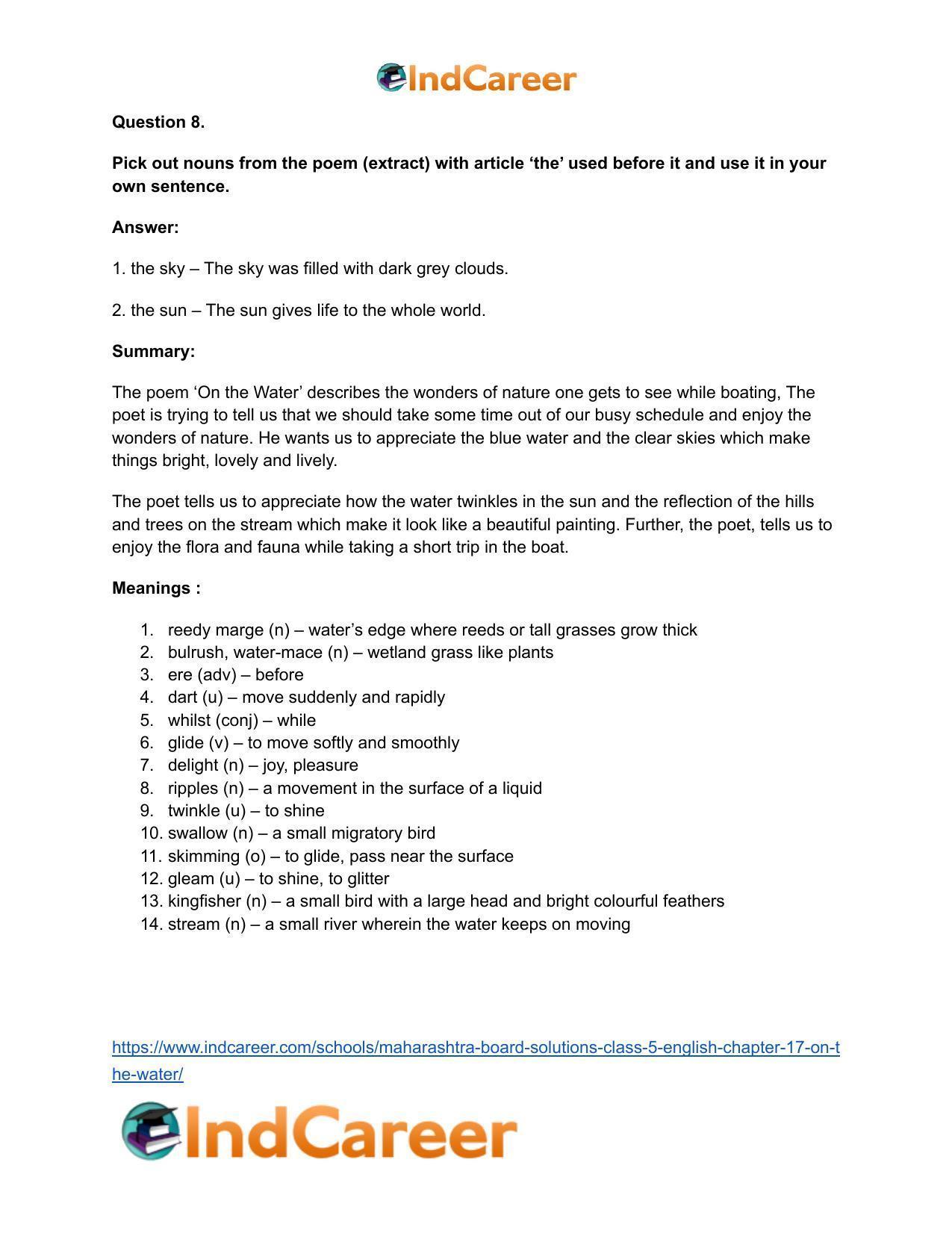 Maharashtra Board Solutions Class 5-English: Chapter 17- On the Water - Page 9