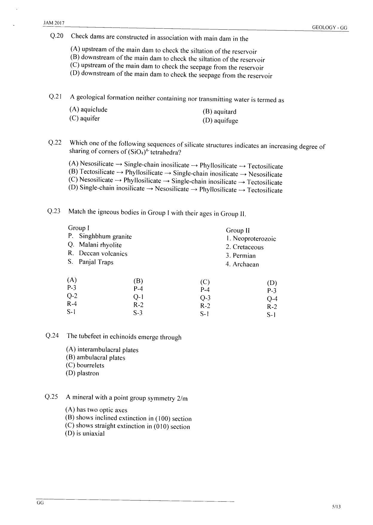 JAM 2017: GG (1) Question Paper - Page 4