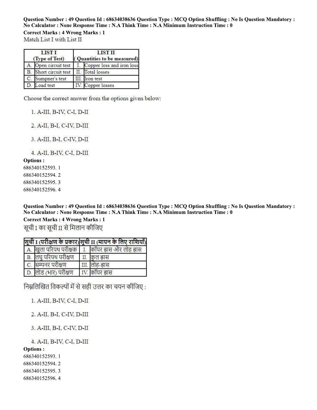 CUET PG 2023: MTQP10 – Electrical, Power and Energy Engineering (Eng) - Shift 2 (25-06-2023) Question Paper - Page 49