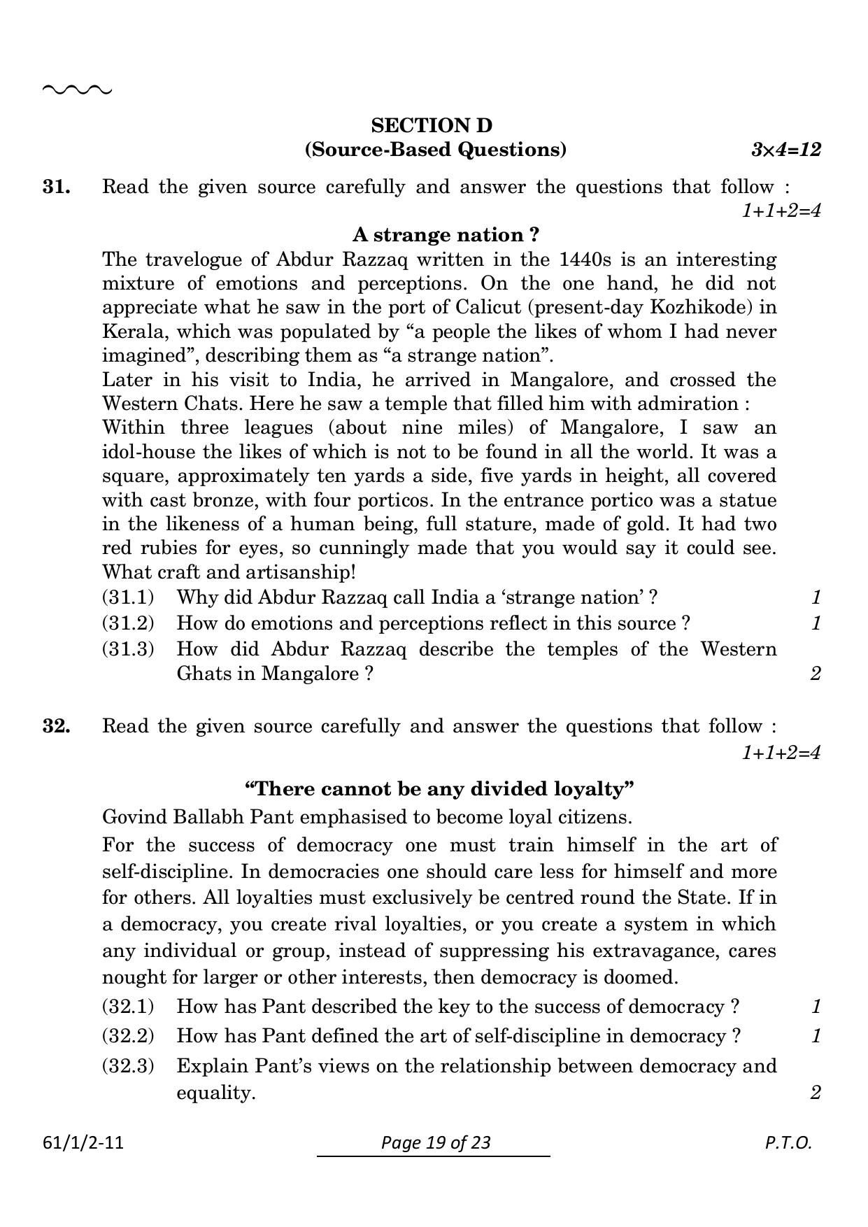 CBSE Class 12 61-1-2 History 2024 Question Paper - Page 19