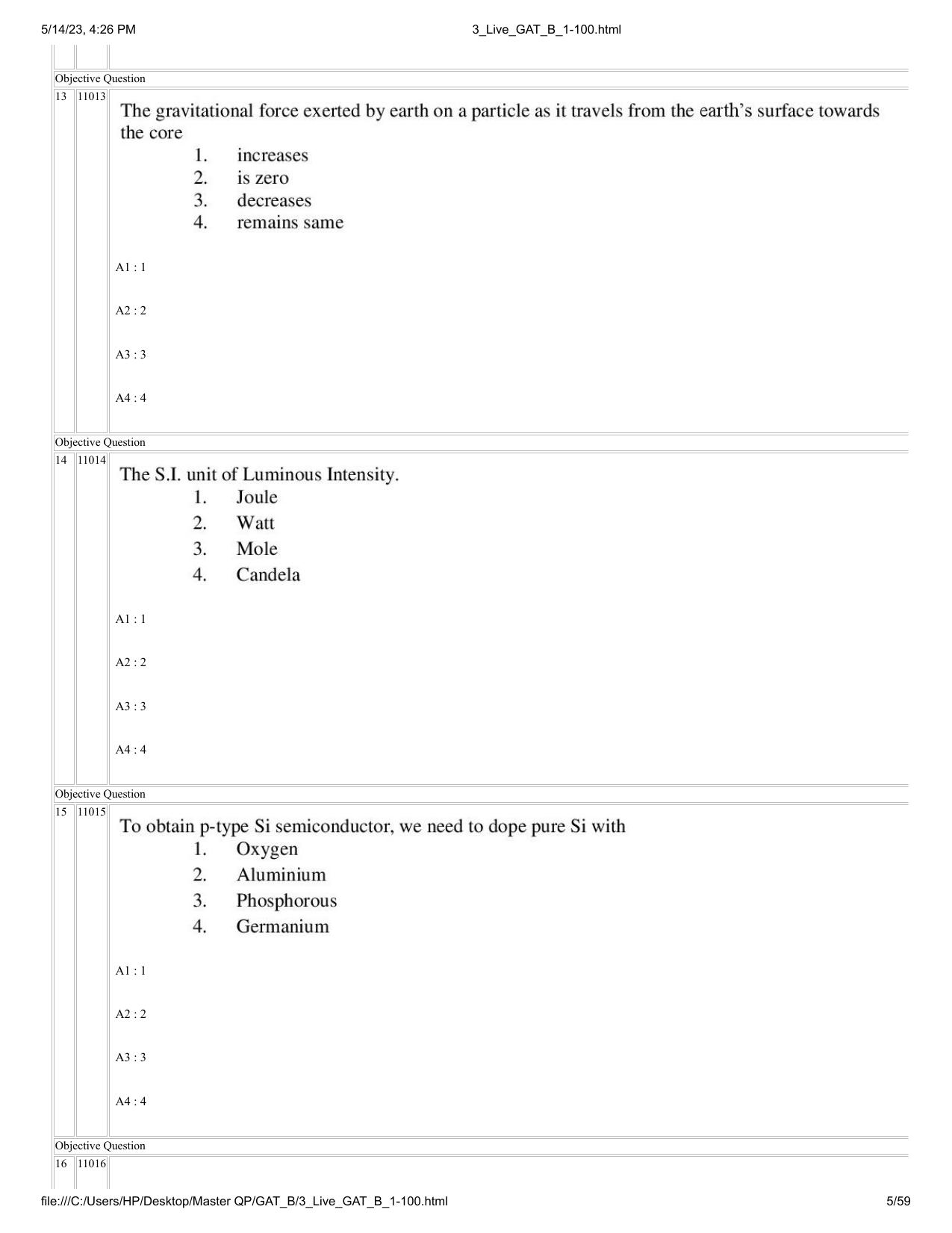 GAT B 2023 Question Paper - Page 5
