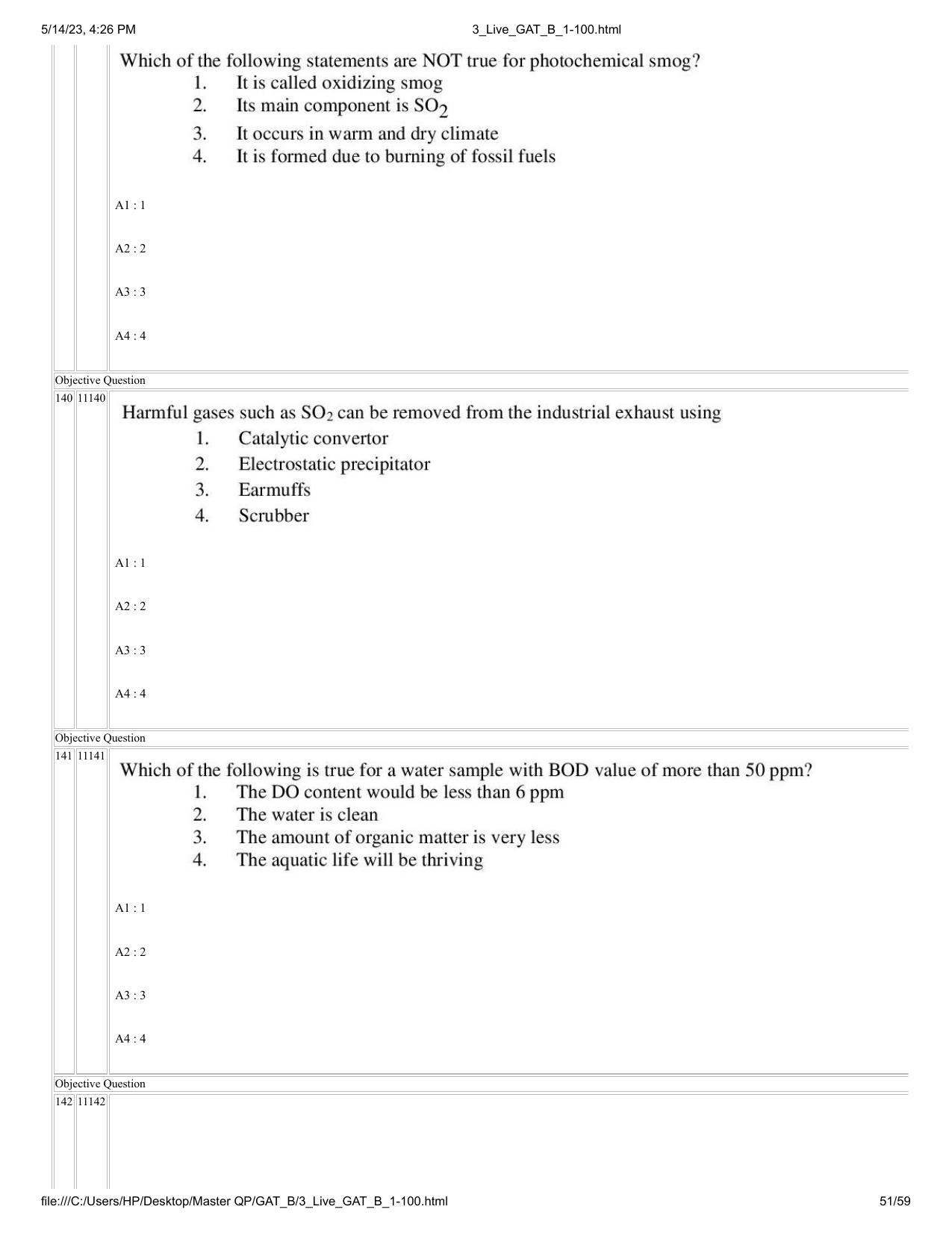 GAT B 2023 Question Paper - Page 51