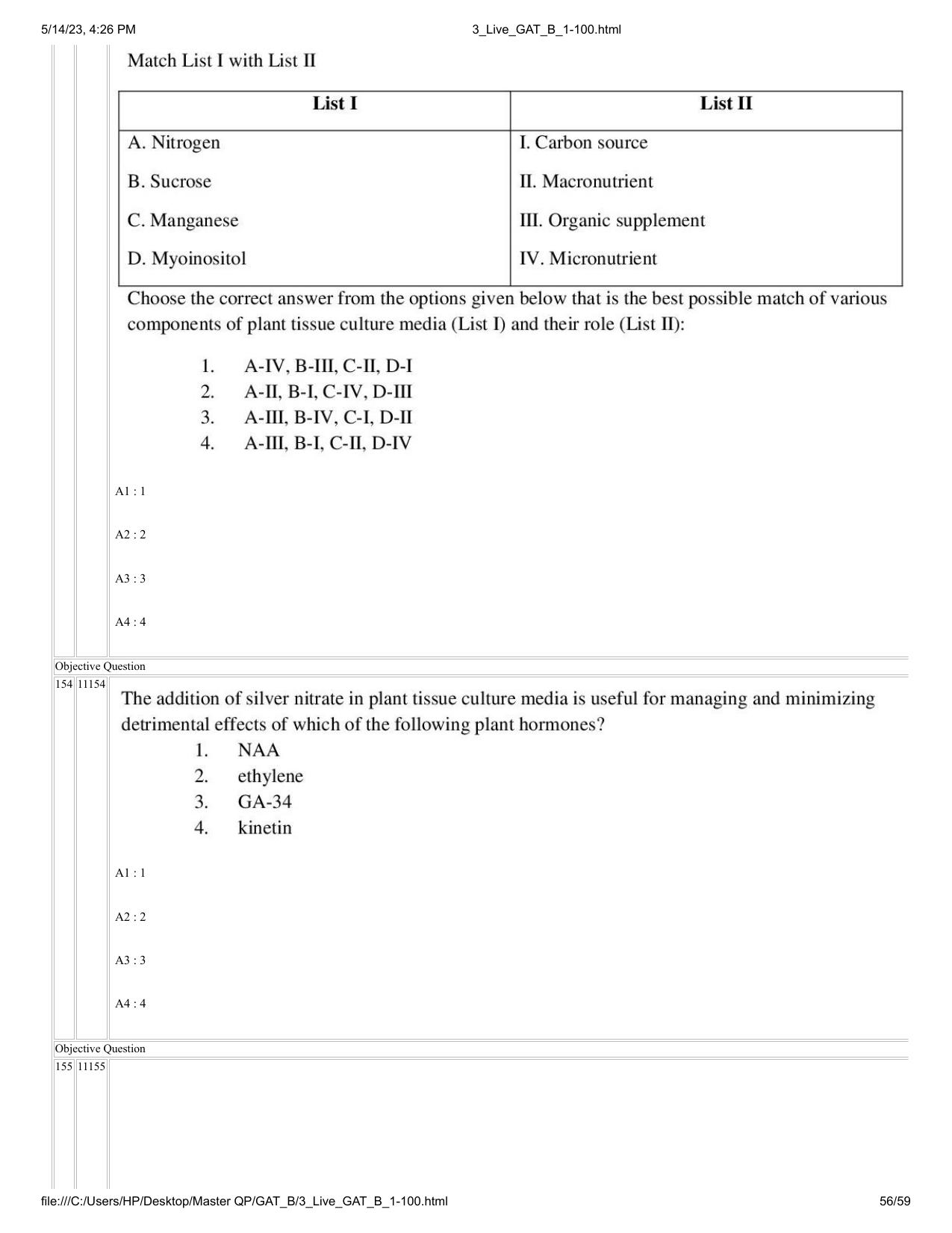 GAT B 2023 Question Paper - Page 56