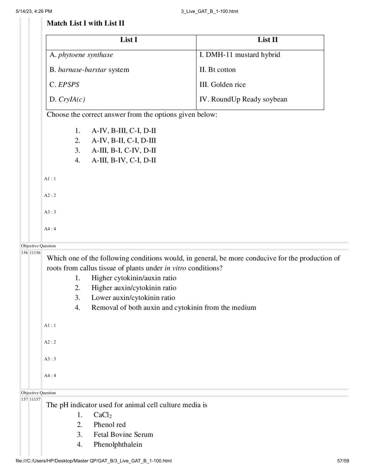 GAT B 2023 Question Paper - Page 57
