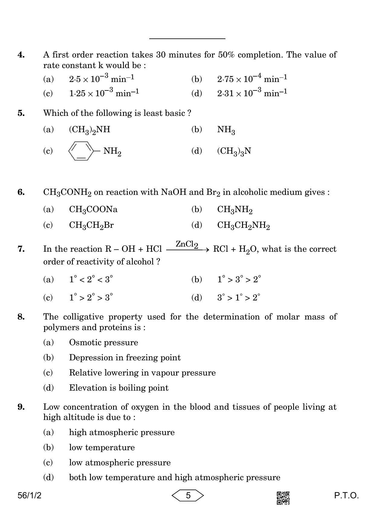 CBSE Class 12 56-1-2 Chemistry 2023 Question Paper - Page 5