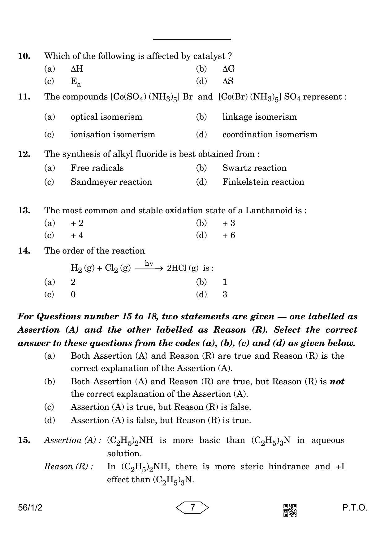 CBSE Class 12 56-1-2 Chemistry 2023 Question Paper - Page 7