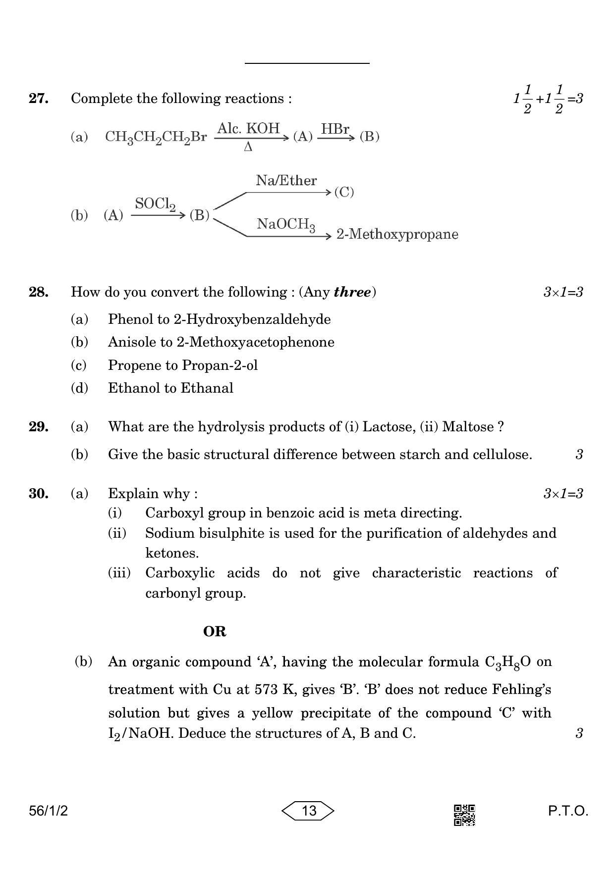 CBSE Class 12 56-1-2 Chemistry 2023 Question Paper - Page 13