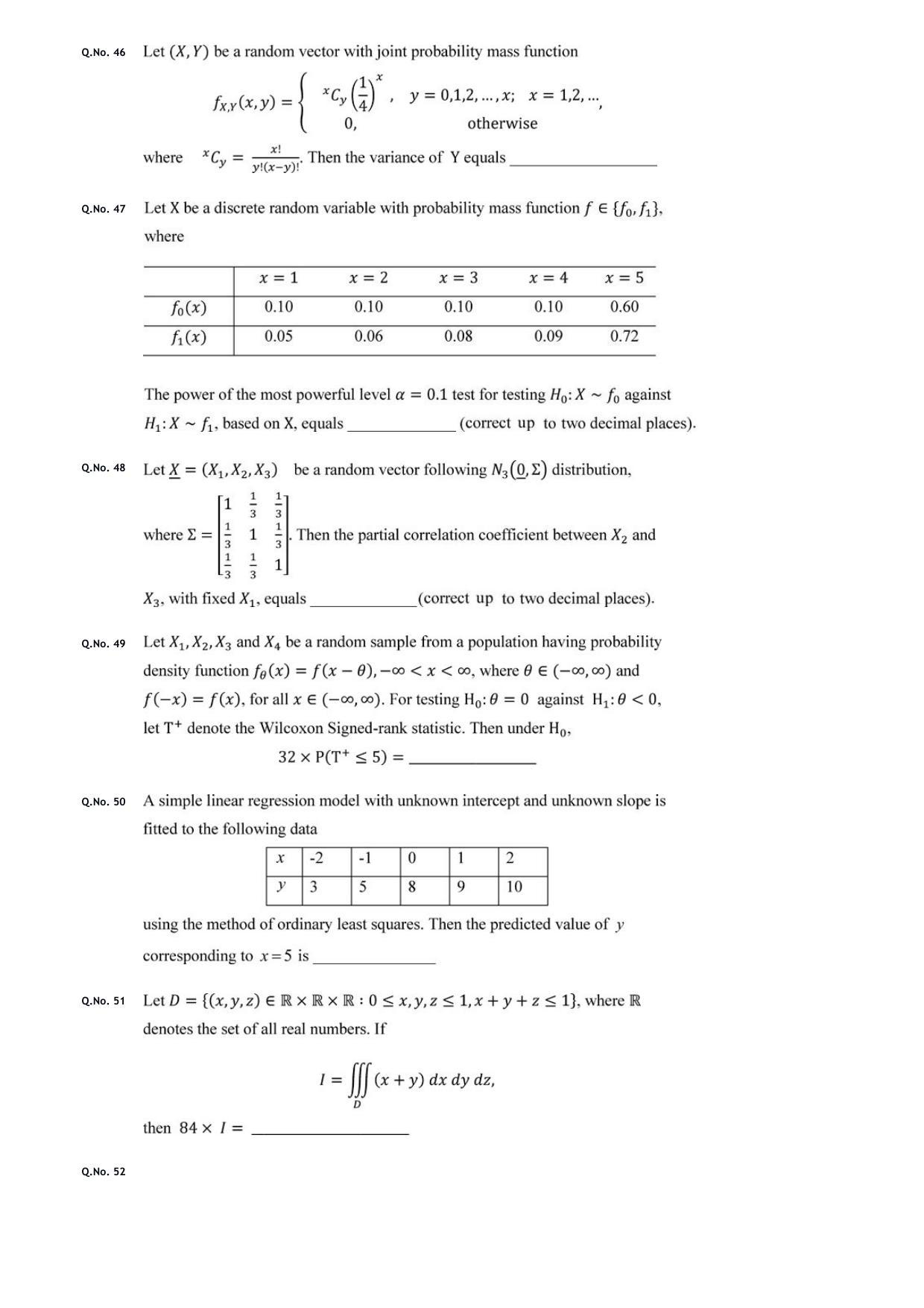 GATE 2020 Statistics (ST) Question Paper - Page 13