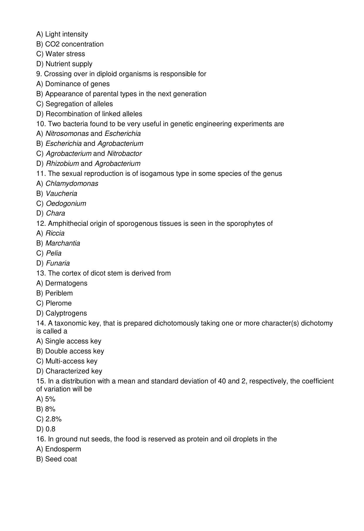 Odisha CPET 2021 BOTANY Question Paper - Page 2