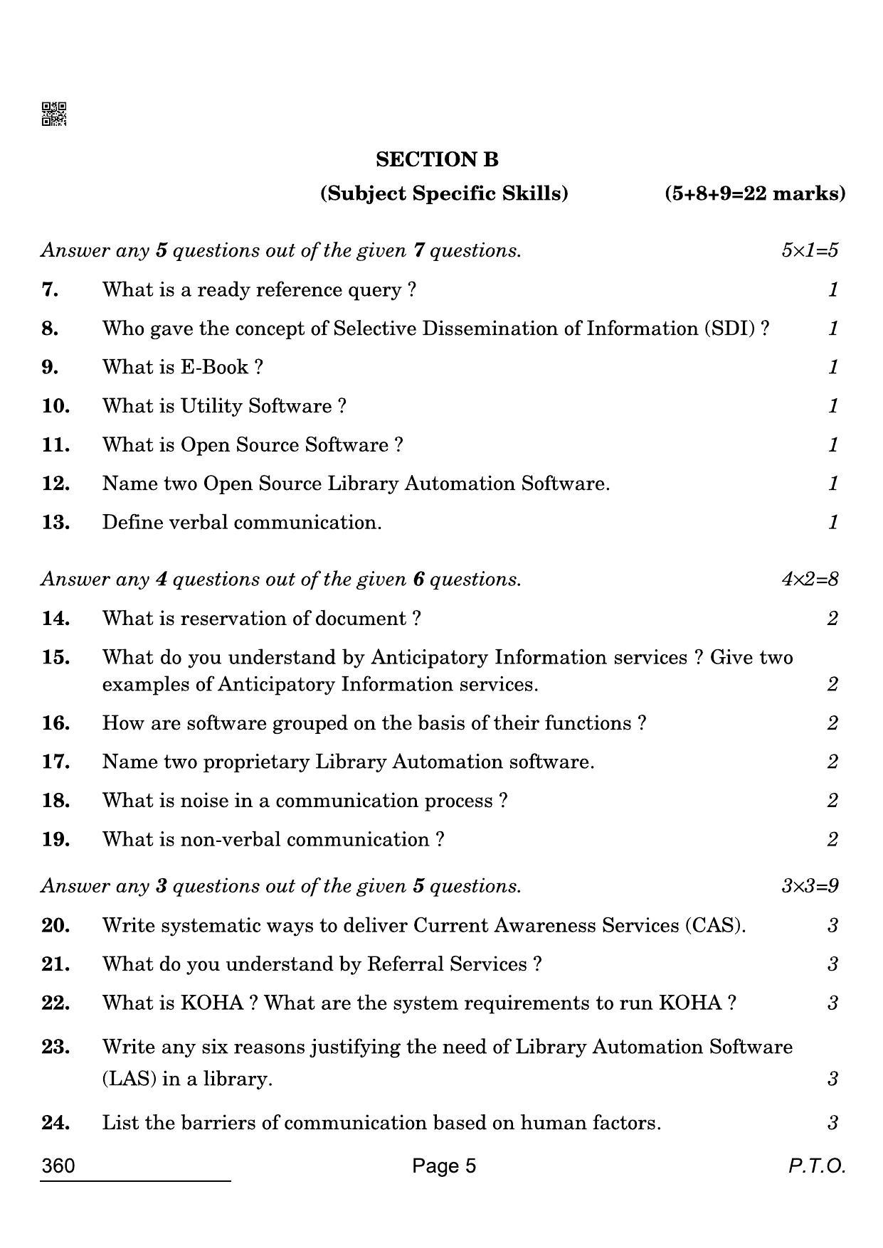 CBSE Class 12 360 Library And Information Science 2022 Compartment Question Paper - Page 5