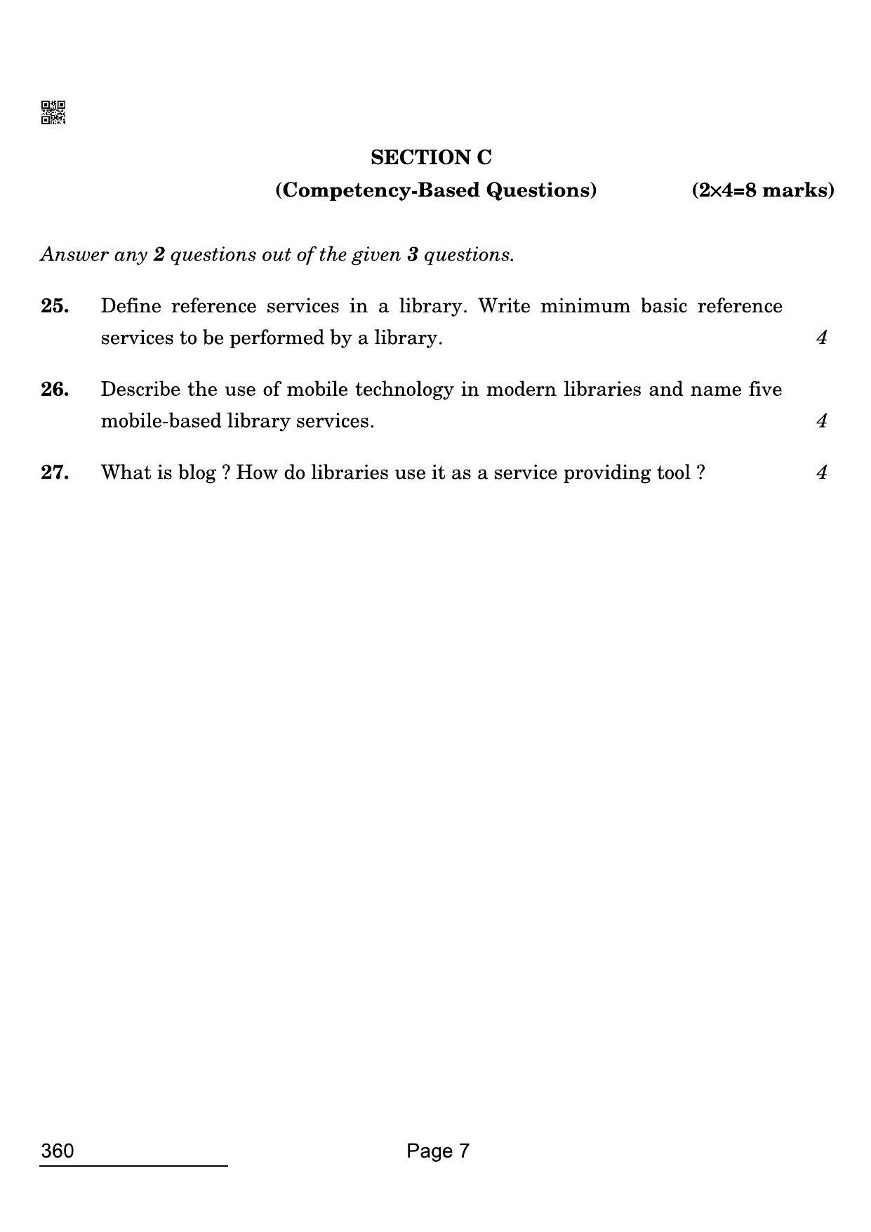 CBSE Class 12 360 Library And Information Science 2022 Compartment Question Paper - Page 7