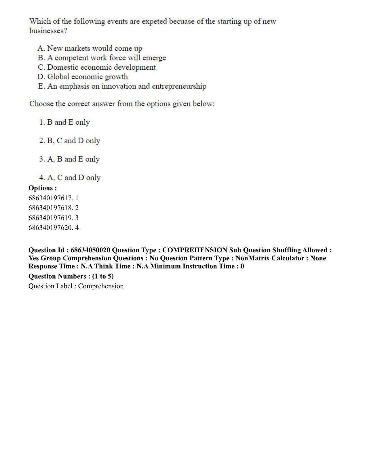 CUET PG 2023: HUQP26 – Rabindra Sangeet (Eng) - Shift 3 (2-07-2023) Question Paper - Page 5